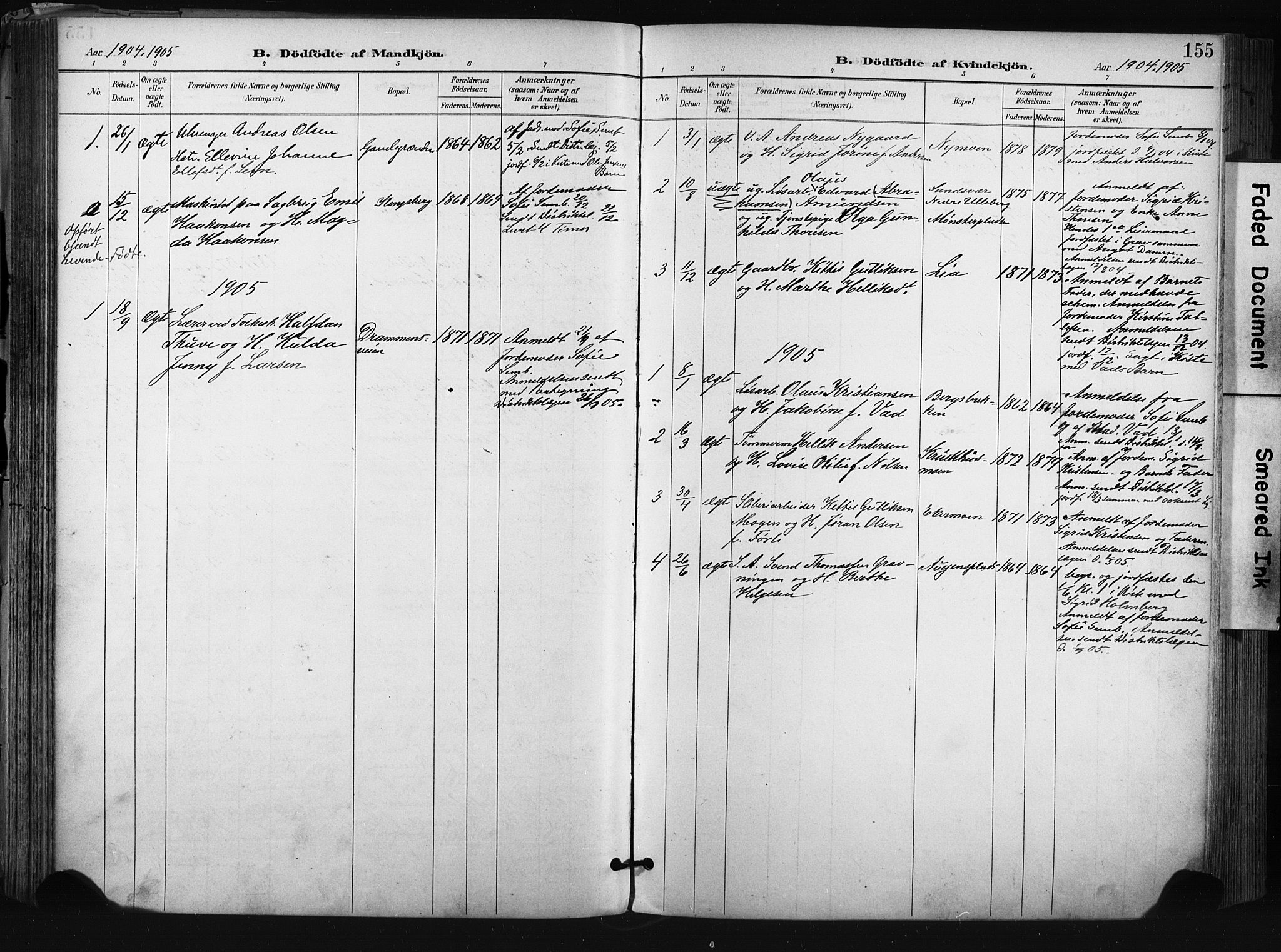 Kongsberg kirkebøker, AV/SAKO-A-22/F/Fb/L0003: Parish register (official) no. II 3, 1896-1905, p. 155