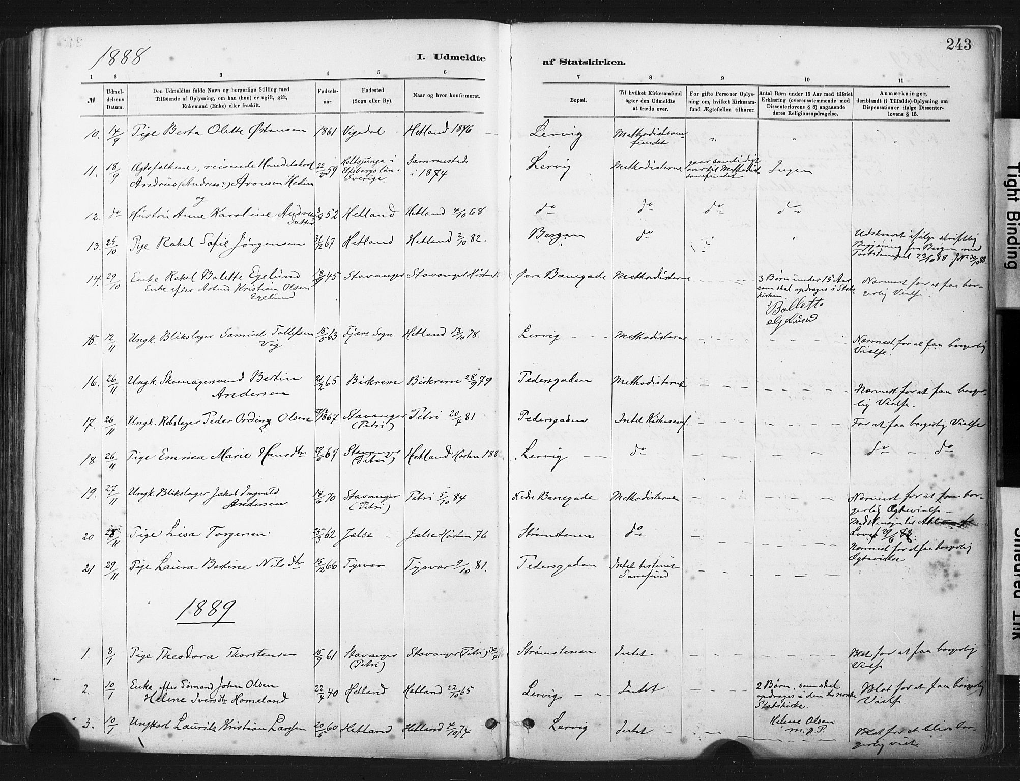 St. Johannes sokneprestkontor, SAST/A-101814/001/30/30BA/L0003: Parish register (official) no. A 3, 1885-1910, p. 243