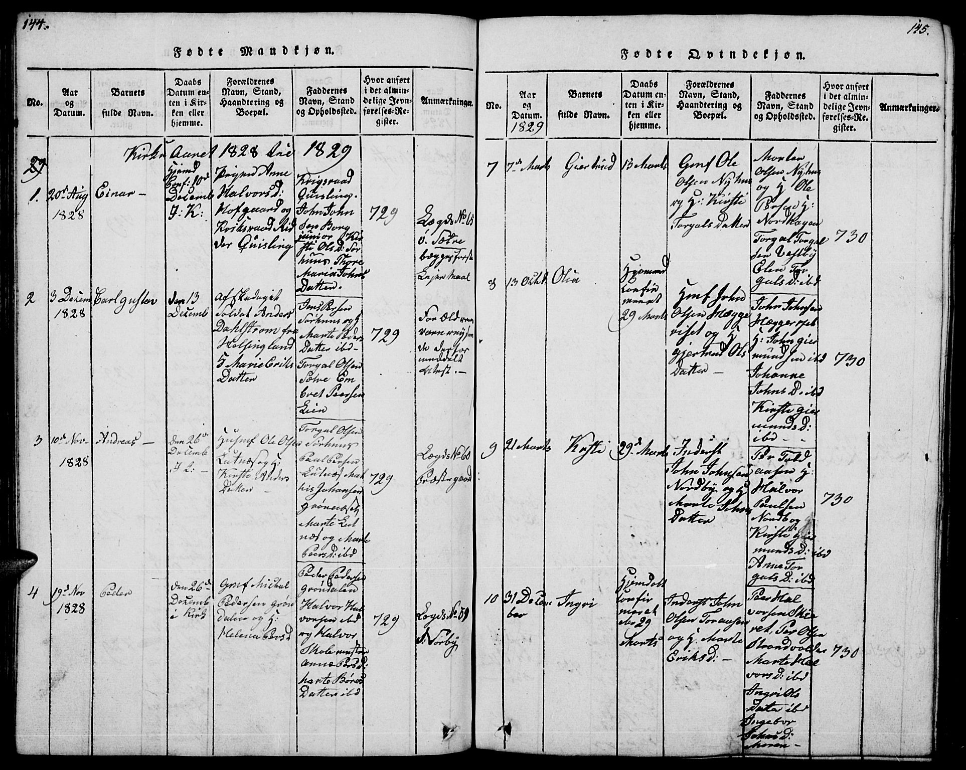 Trysil prestekontor, AV/SAH-PREST-046/H/Ha/Hab/L0004: Parish register (copy) no. 4, 1814-1841, p. 144-145