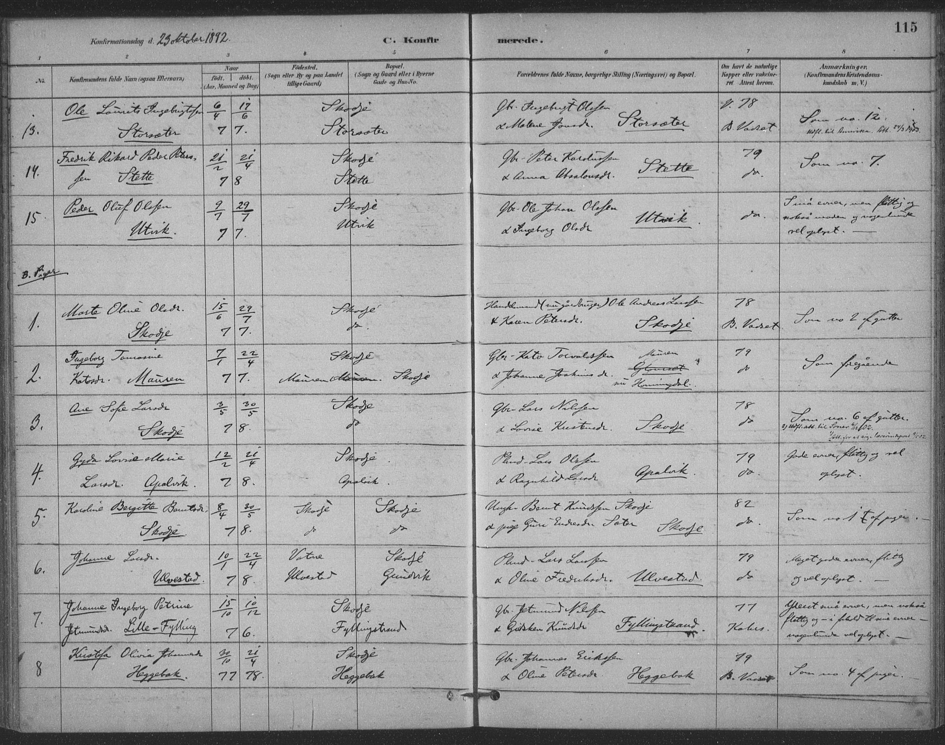 Ministerialprotokoller, klokkerbøker og fødselsregistre - Møre og Romsdal, AV/SAT-A-1454/524/L0356: Parish register (official) no. 524A08, 1880-1899, p. 115