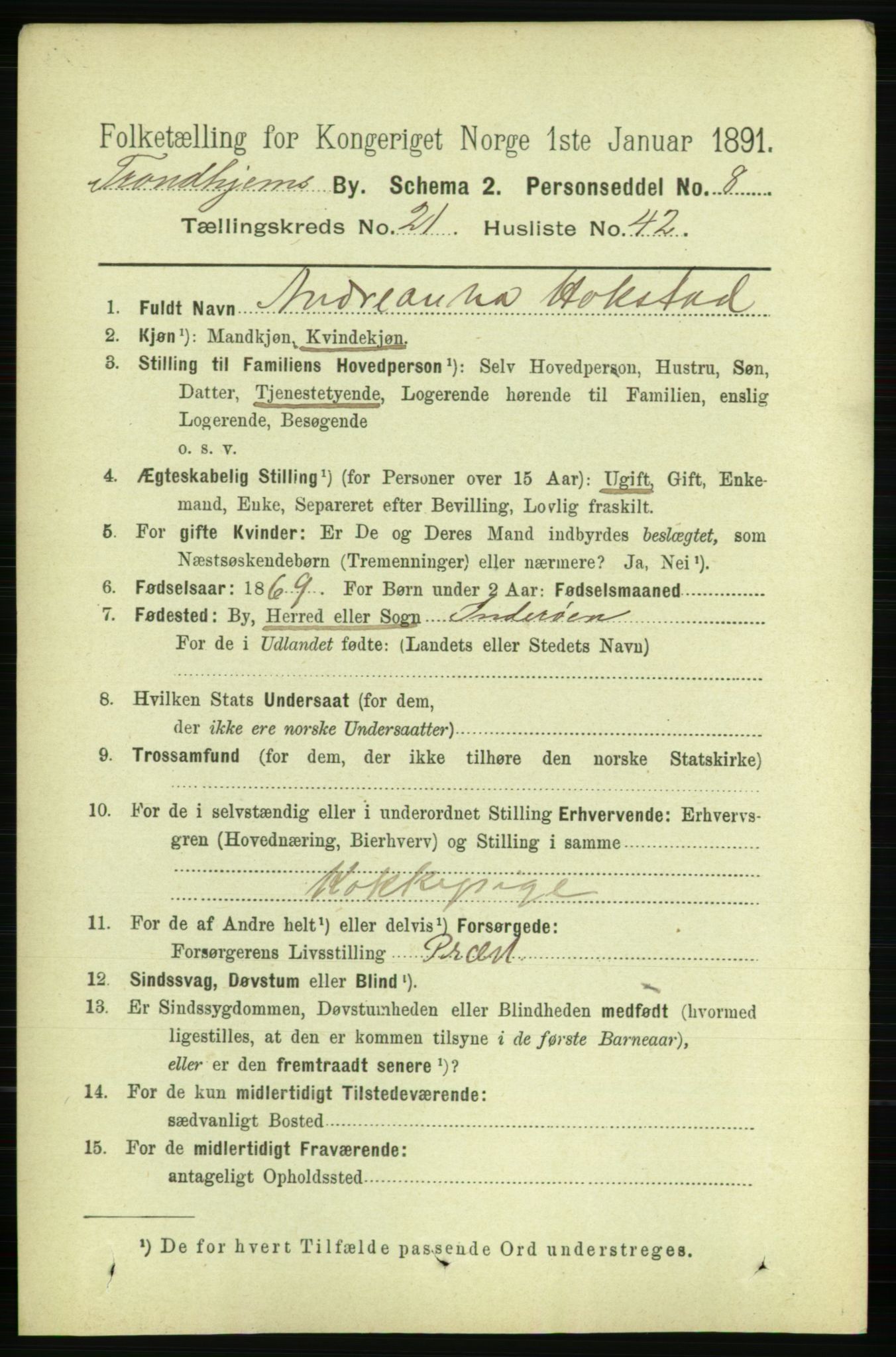 RA, 1891 census for 1601 Trondheim, 1891, p. 16521