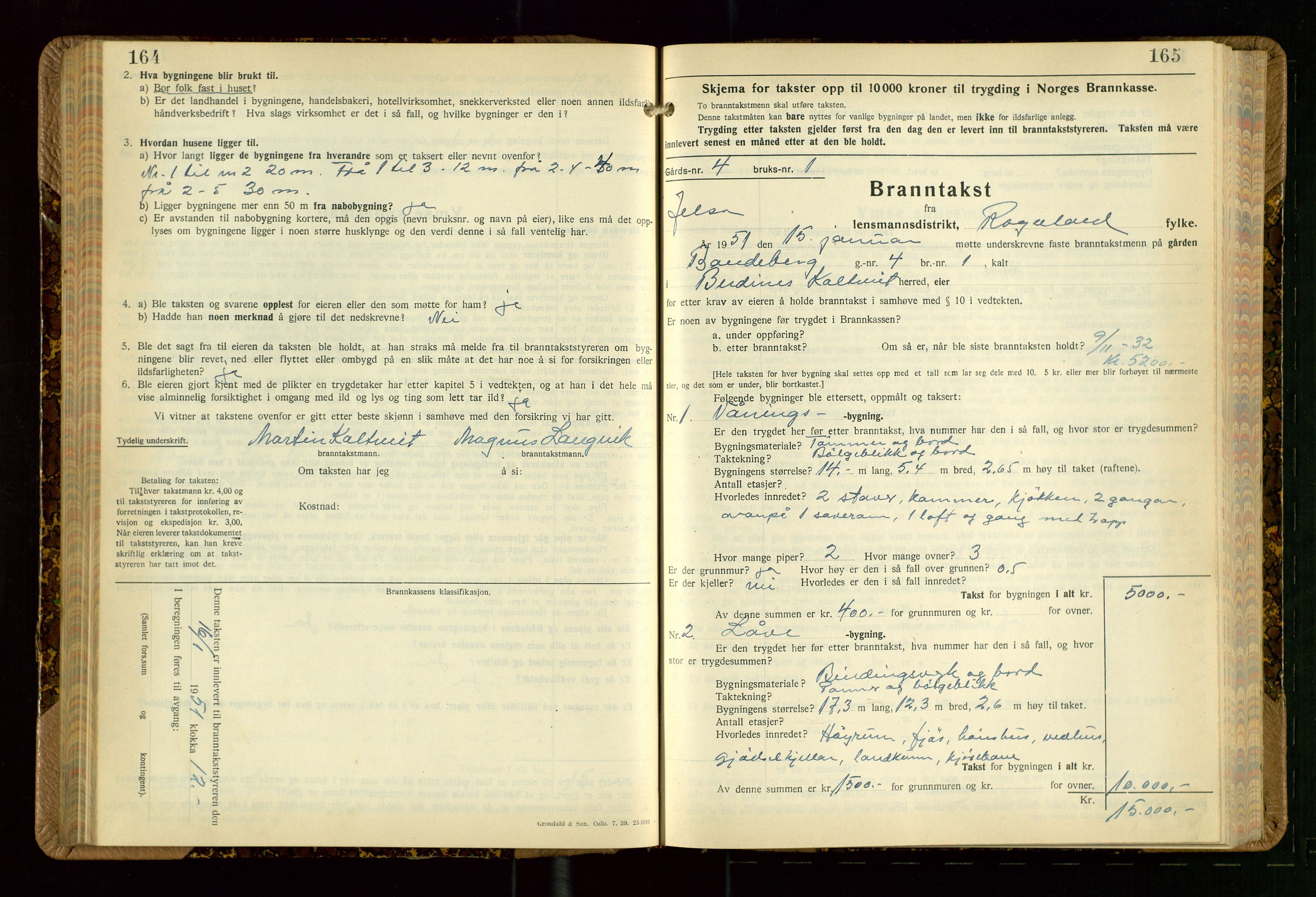 Jelsa lensmannskontor, AV/SAST-A-100360/Gob/L0003: "Branntakstprotokoll", 1942-1955, p. 164-165