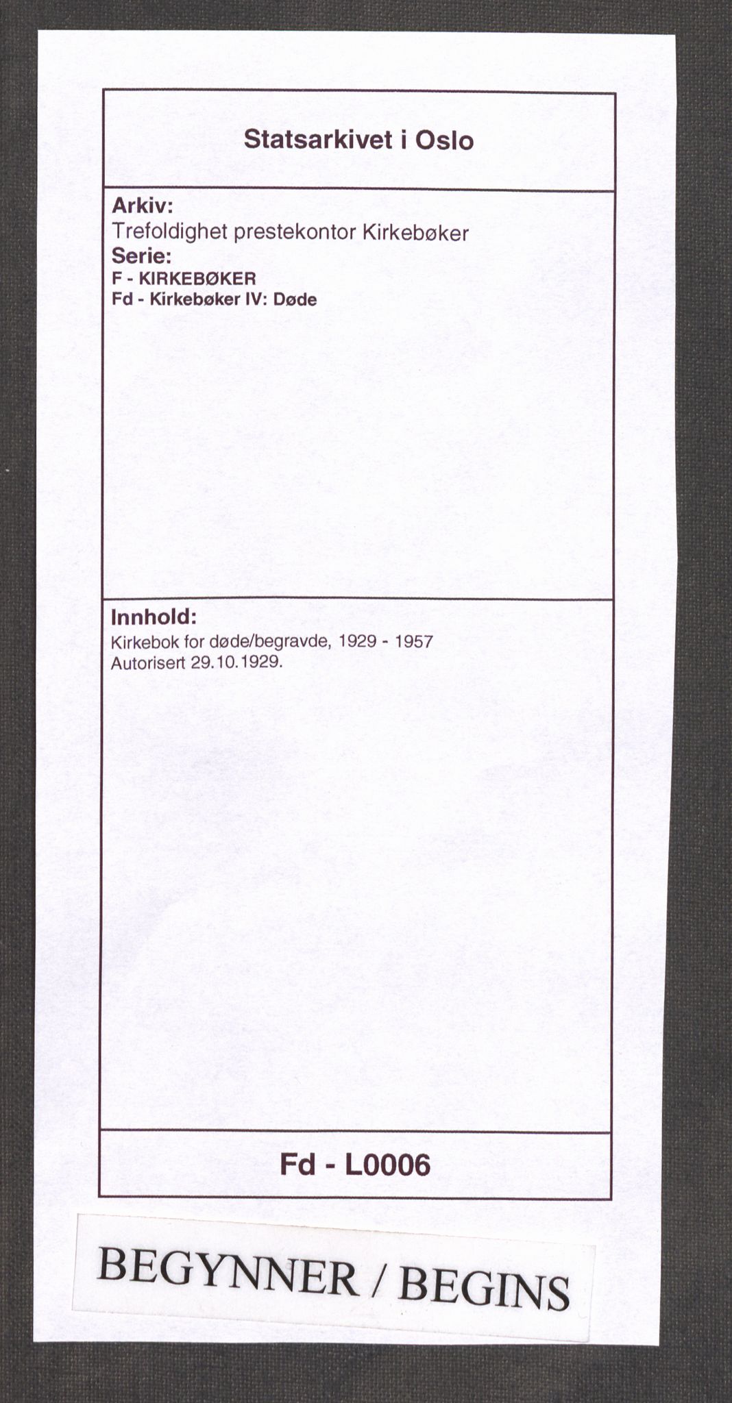 Trefoldighet prestekontor Kirkebøker, SAO/A-10882/F/Fd/L0006: Parish register (official) no. IV 6, 1929-1957