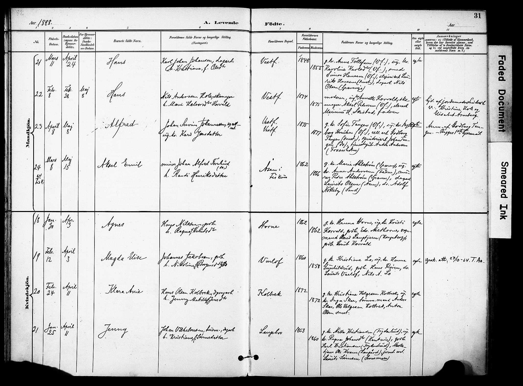 Eiker kirkebøker, AV/SAKO-A-4/F/Fb/L0003: Parish register (official) no. II 3, 1896-1942, p. 31