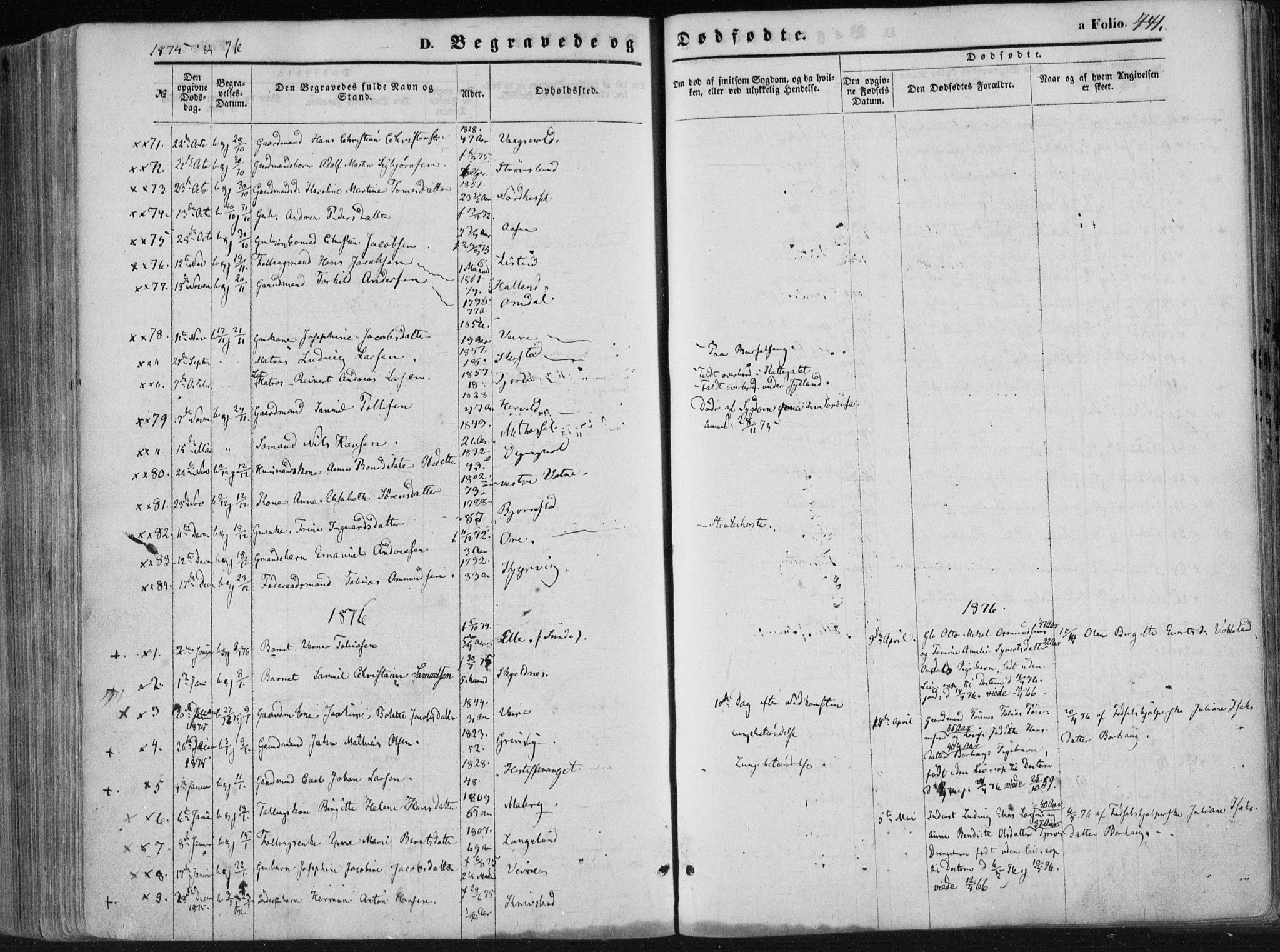 Lista sokneprestkontor, AV/SAK-1111-0027/F/Fa/L0011: Parish register (official) no. A 11, 1861-1878, p. 441