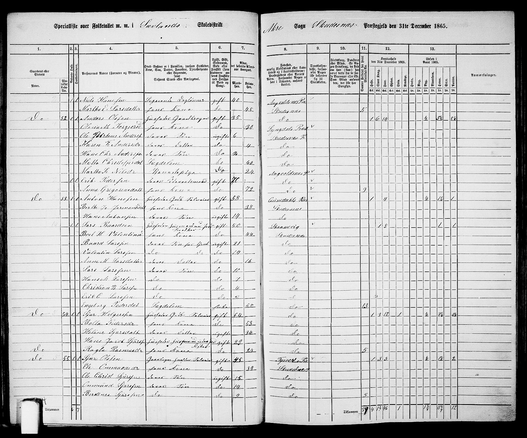 RA, 1865 census for Skudenes, 1865, p. 34