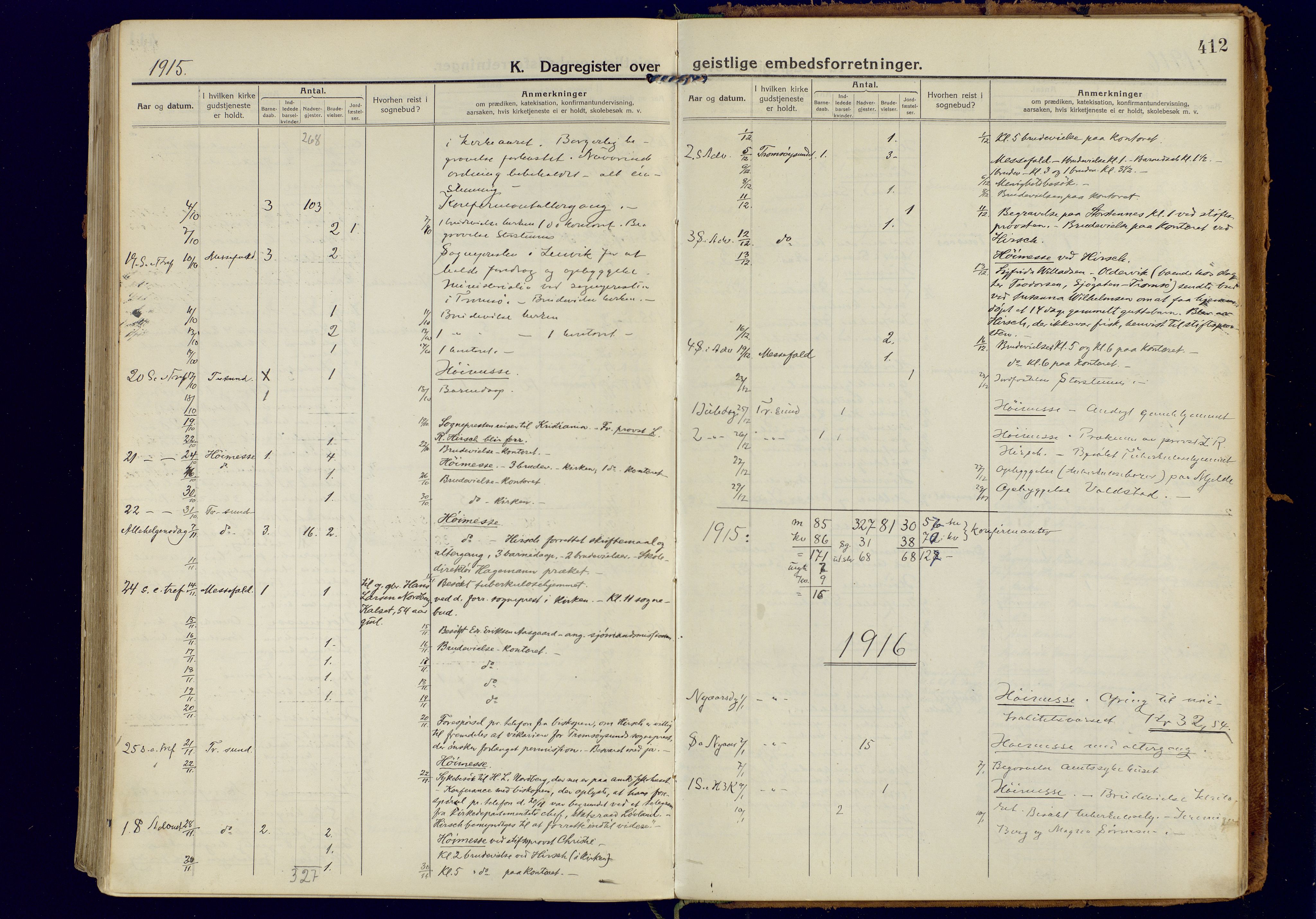 Tromsøysund sokneprestkontor, AV/SATØ-S-1304/G/Ga/L0008kirke: Parish register (official) no. 8, 1914-1922, p. 412