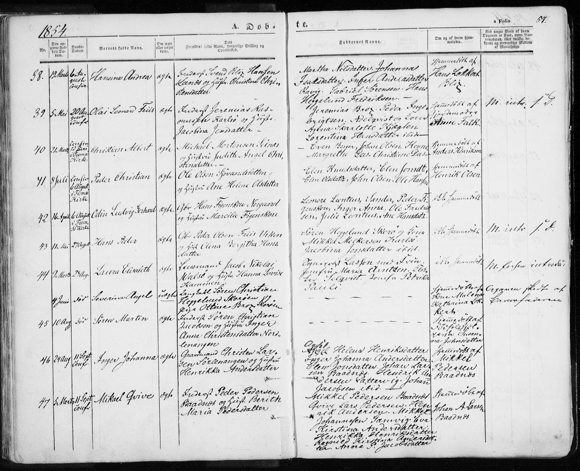 Karlsøy sokneprestembete, SATØ/S-1299/H/Ha/Haa/L0003kirke: Parish register (official) no. 3, 1843-1860, p. 57