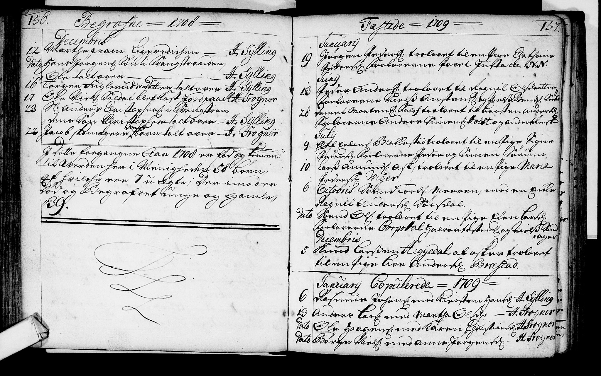 Lier kirkebøker, SAKO/A-230/F/Fa/L0002: Parish register (official) no. I 2, 1701-1726, p. 156-157