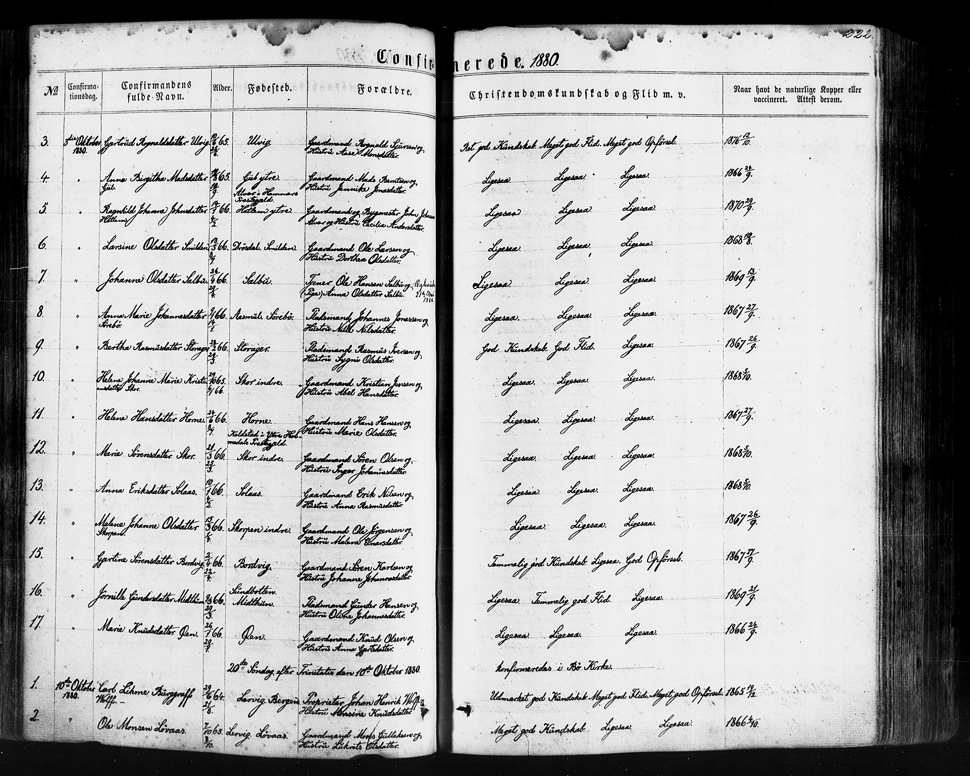 Hyllestad sokneprestembete, SAB/A-80401: Parish register (official) no. A 1, 1861-1886, p. 222