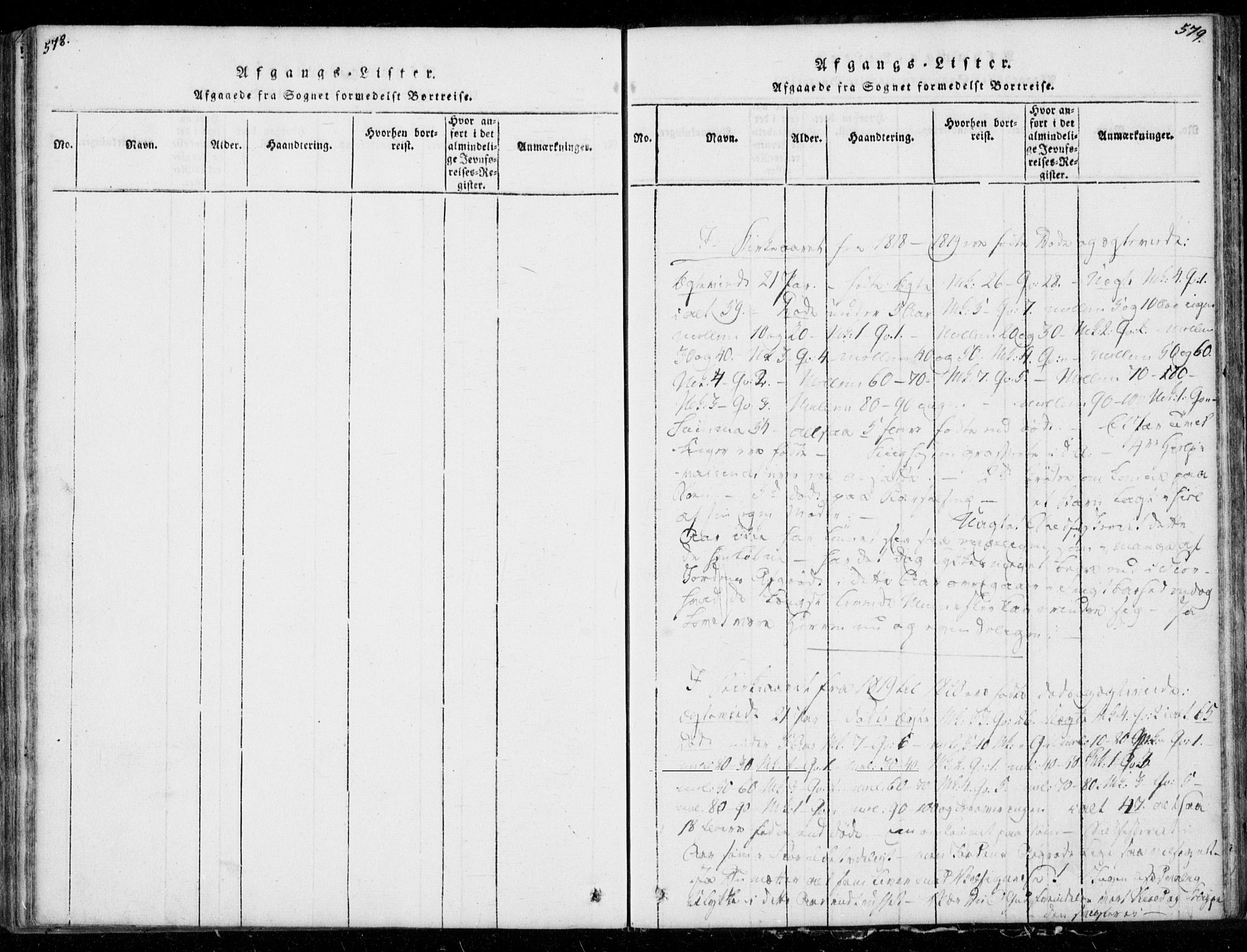 Ministerialprotokoller, klokkerbøker og fødselsregistre - Møre og Romsdal, SAT/A-1454/578/L0903: Parish register (official) no. 578A02, 1819-1838, p. 578-579