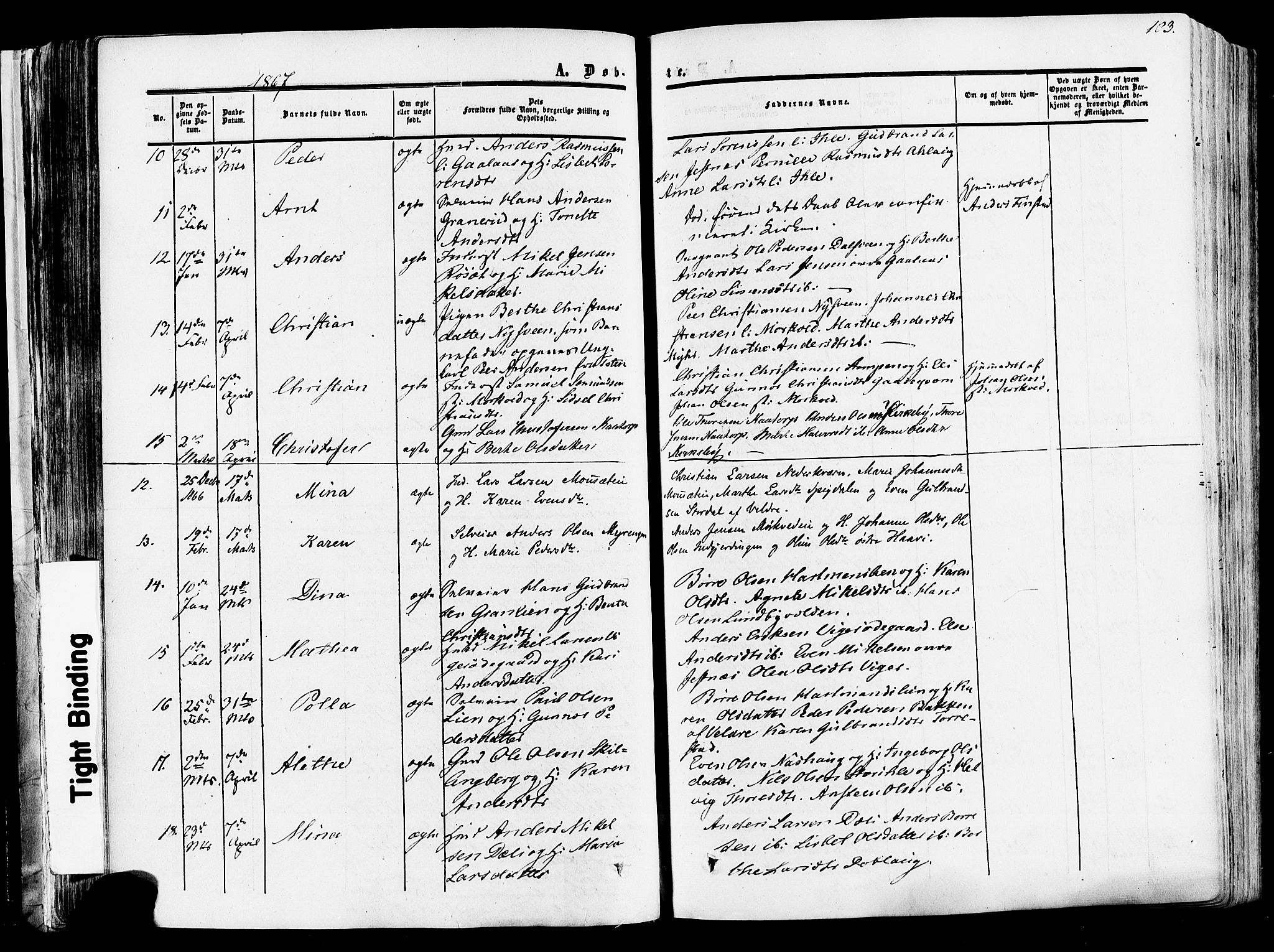 Vang prestekontor, Hedmark, SAH/PREST-008/H/Ha/Haa/L0013: Parish register (official) no. 13, 1855-1879, p. 103