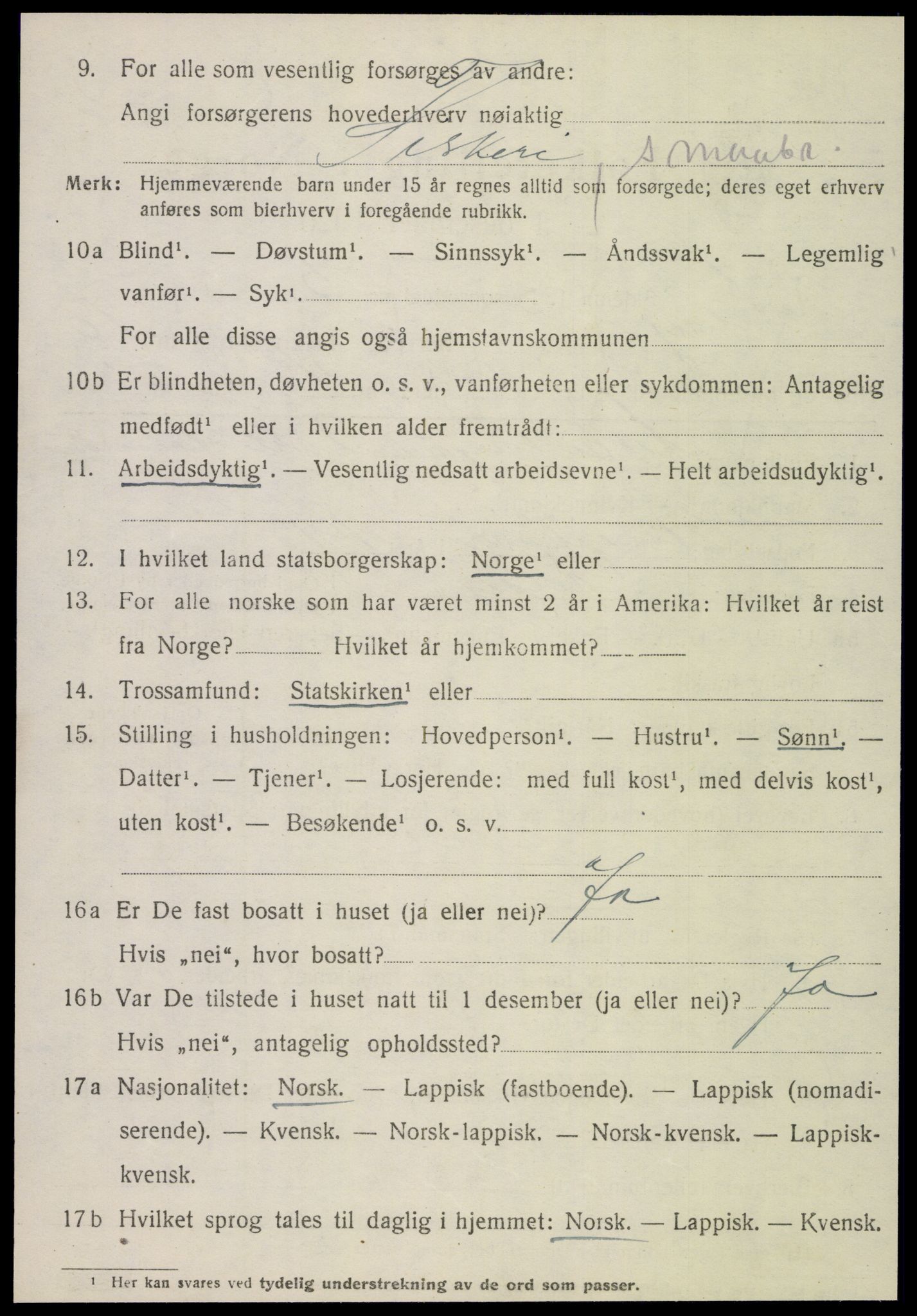 SAT, 1920 census for Meløy, 1920, p. 5176