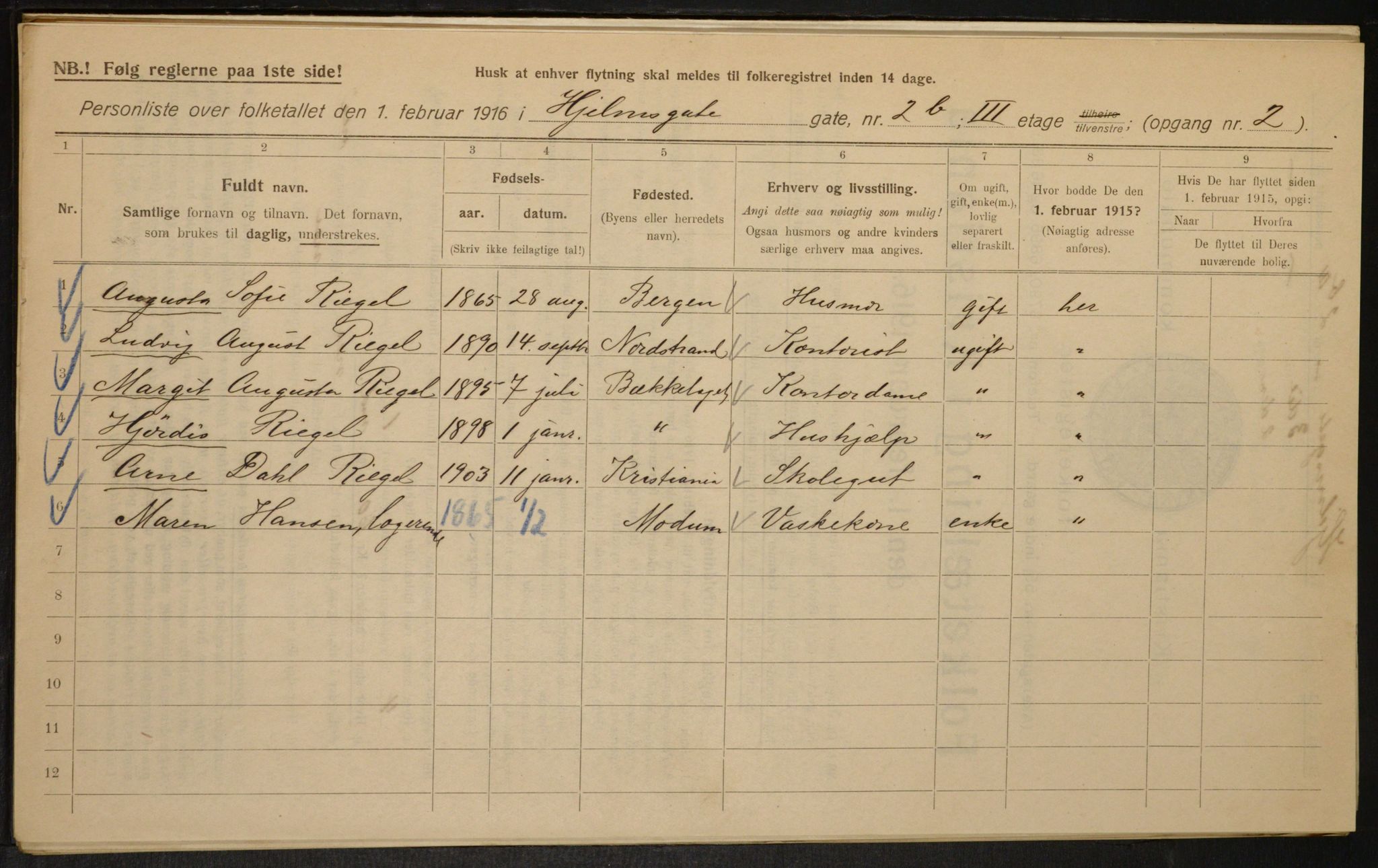 OBA, Municipal Census 1916 for Kristiania, 1916, p. 40805