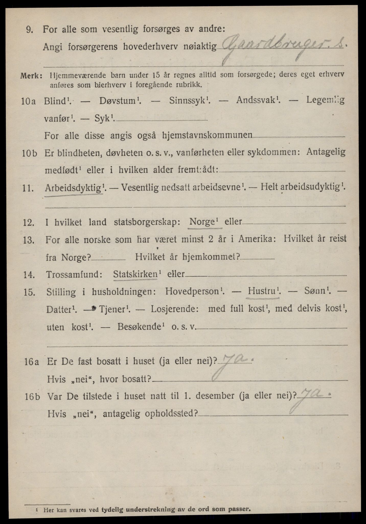 SAT, 1920 census for Vatne, 1920, p. 3863