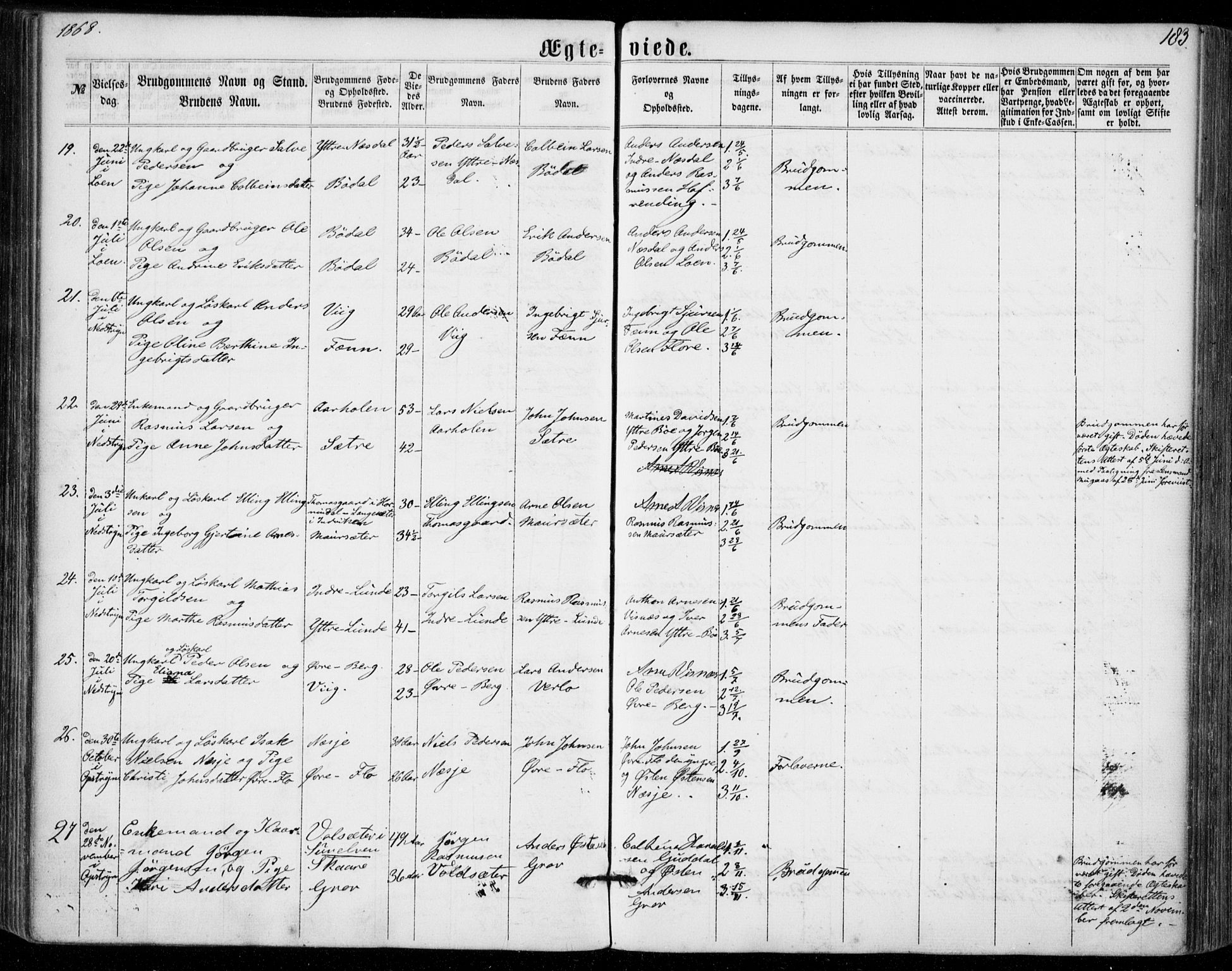 Stryn Sokneprestembete, AV/SAB-A-82501: Parish register (official) no. A 3, 1862-1877, p. 183