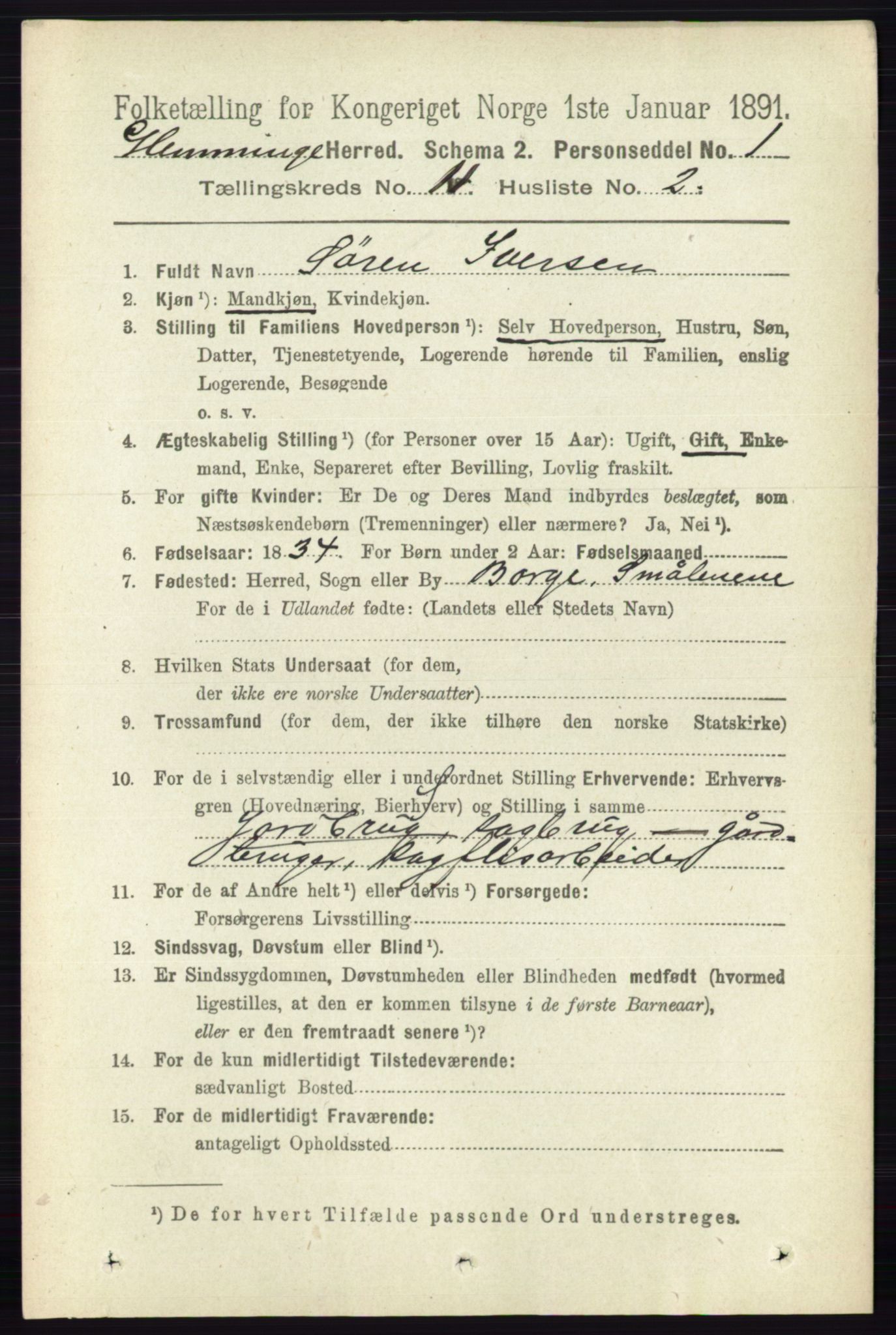 RA, 1891 census for 0132 Glemmen, 1891, p. 10570