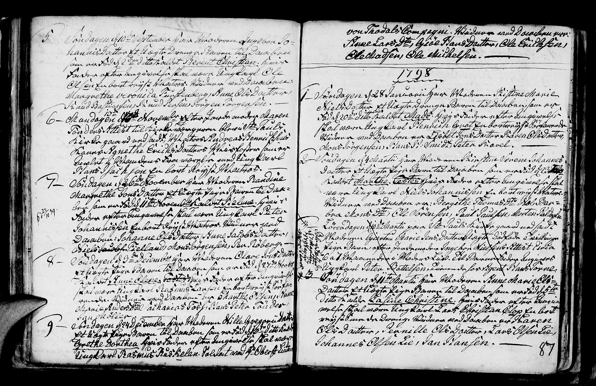 Nykirken Sokneprestembete, SAB/A-77101/H/Haa/L0001: Parish register (official) no. A 1, 1668-1820, p. 87