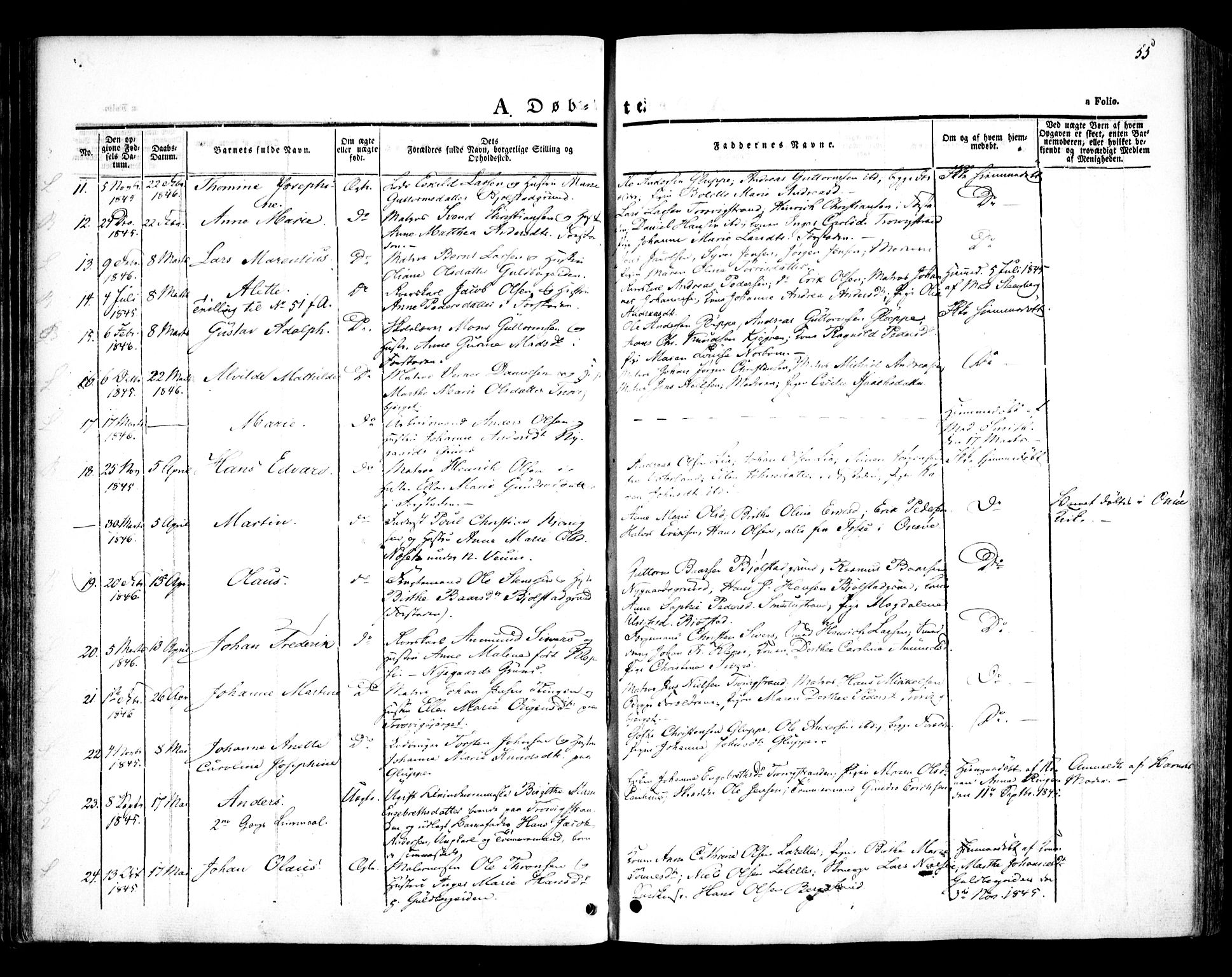 Glemmen prestekontor Kirkebøker, AV/SAO-A-10908/F/Fa/L0005: Parish register (official) no. 5, 1838-1852, p. 55