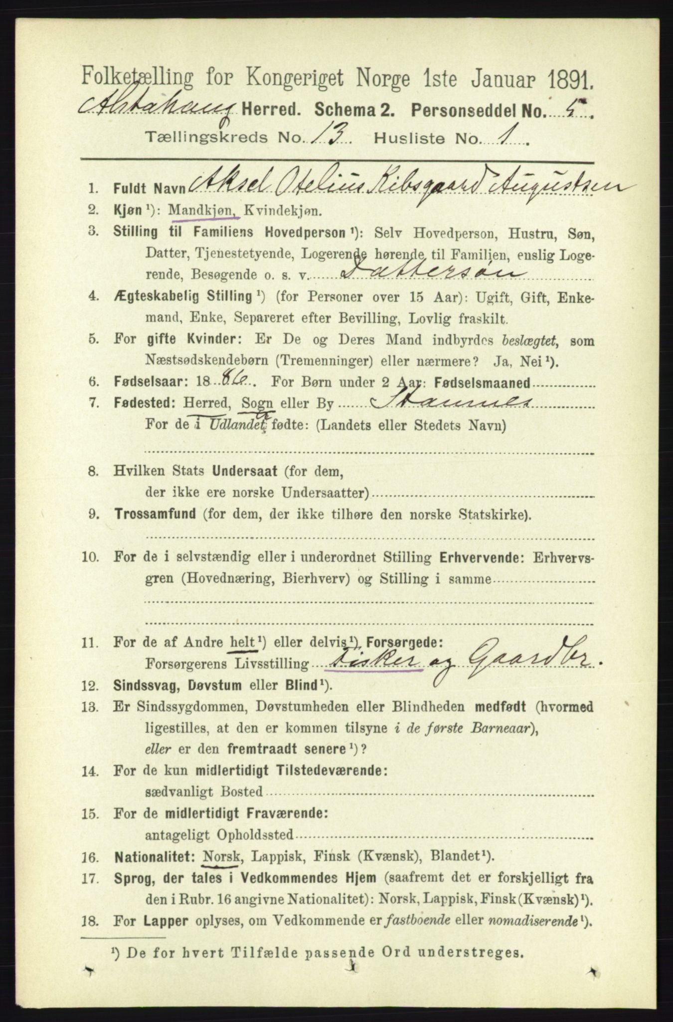 RA, 1891 census for 1820 Alstahaug, 1891, p. 4661