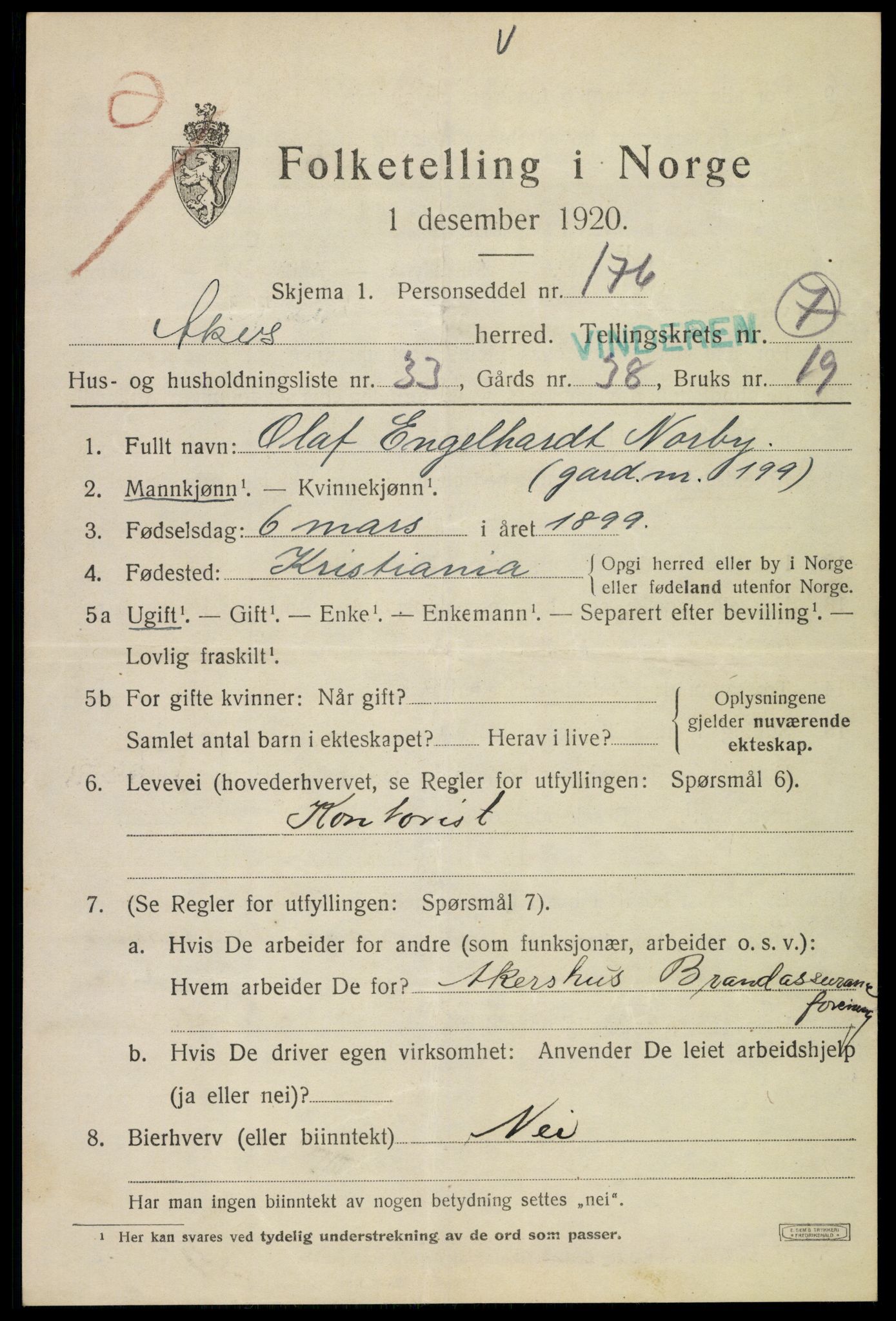 SAO, 1920 census for Aker, 1920, p. 42384