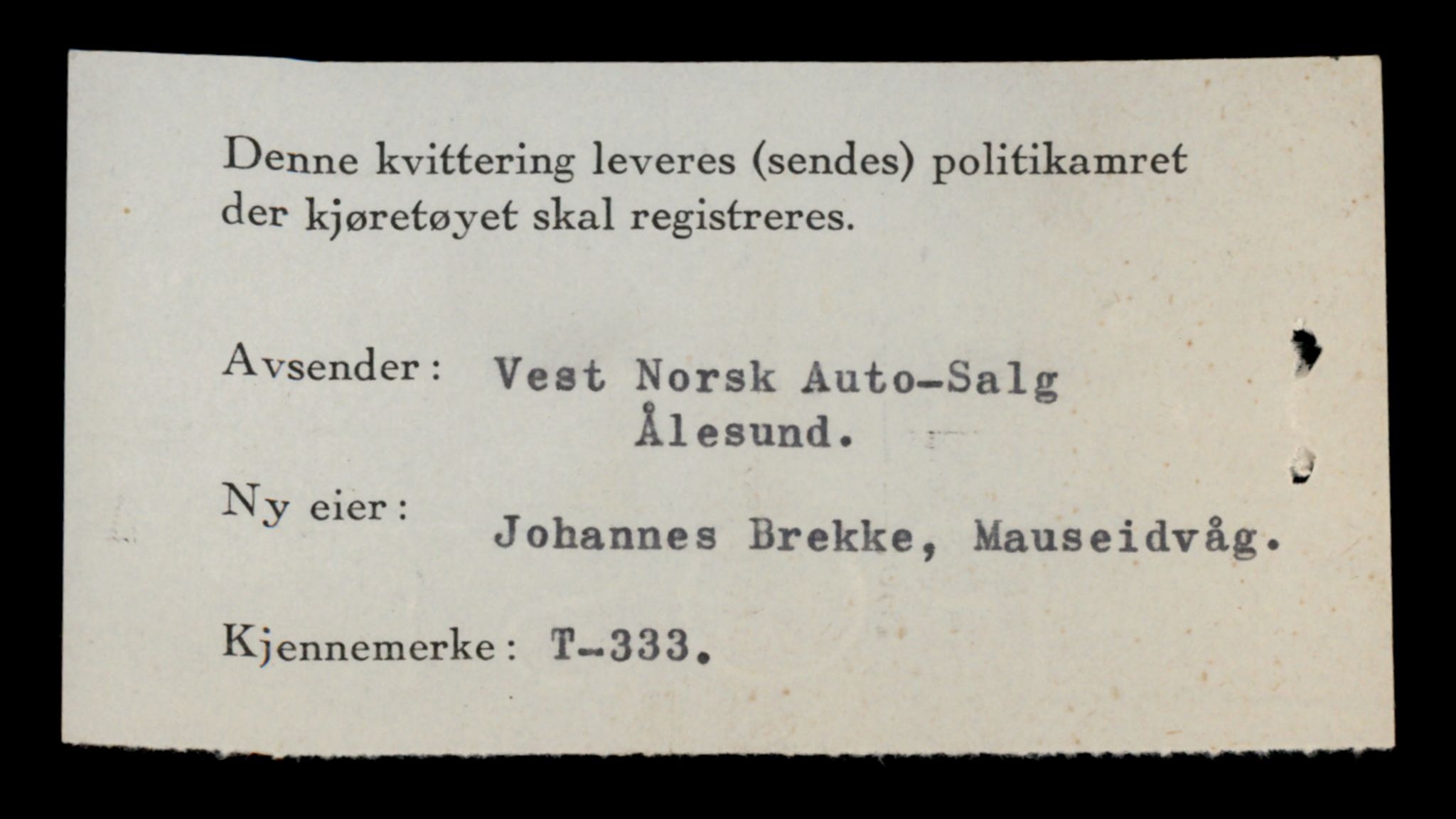 Møre og Romsdal vegkontor - Ålesund trafikkstasjon, SAT/A-4099/F/Fe/L0003: Registreringskort for kjøretøy T 232 - T 340, 1927-1998, p. 2563