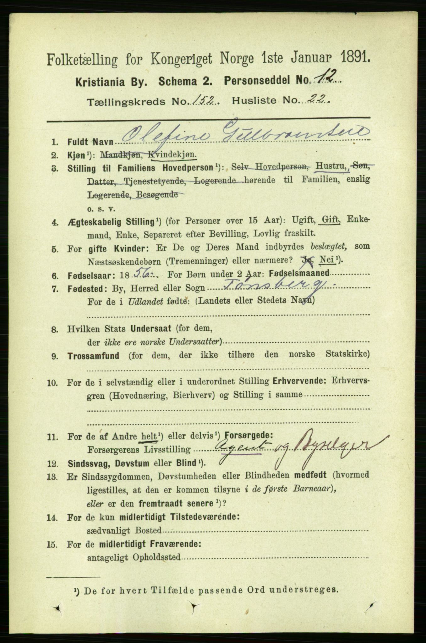 RA, 1891 census for 0301 Kristiania, 1891, p. 85854