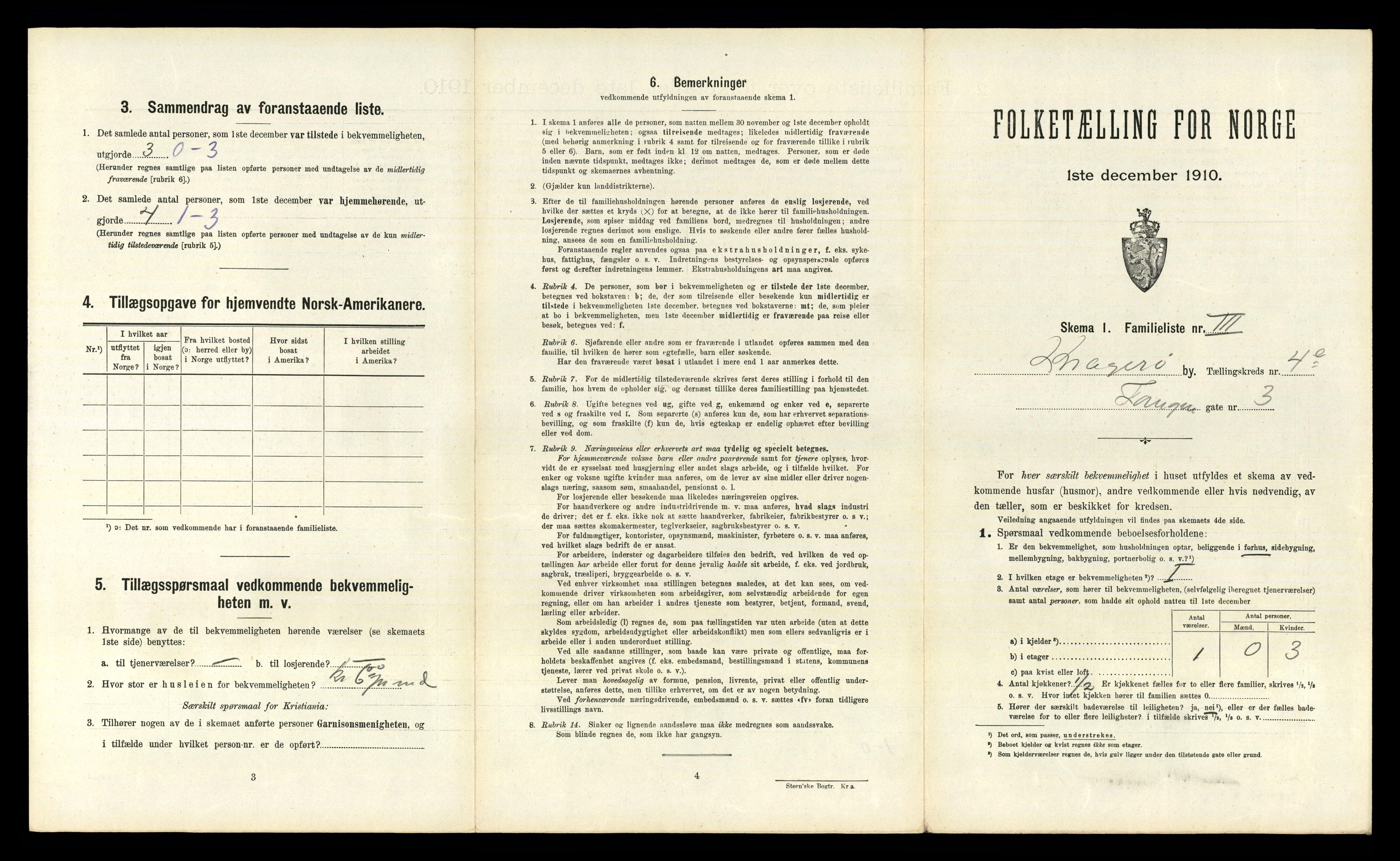 RA, 1910 census for Kragerø, 1910, p. 3954