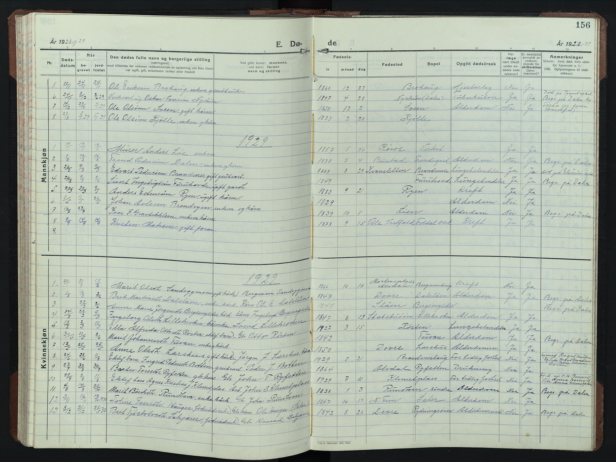 Alvdal prestekontor, SAH/PREST-060/H/Ha/Hab/L0008: Parish register (copy) no. 8, 1925-1953, p. 156