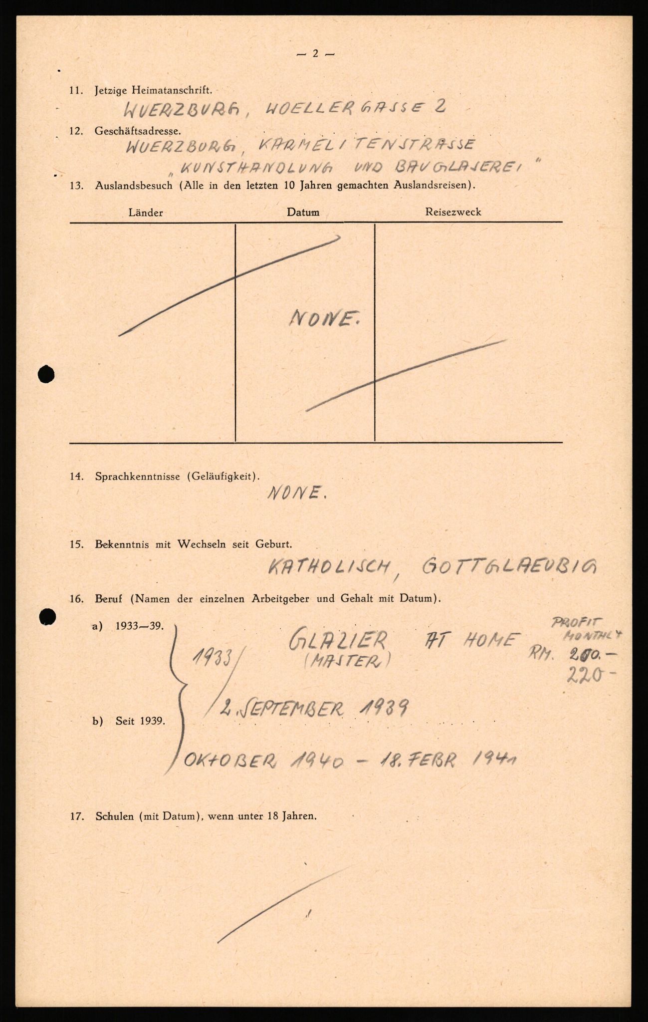 Forsvaret, Forsvarets overkommando II, AV/RA-RAFA-3915/D/Db/L0036: CI Questionaires. Tyske okkupasjonsstyrker i Norge. Tyskere., 1945-1946, p. 37