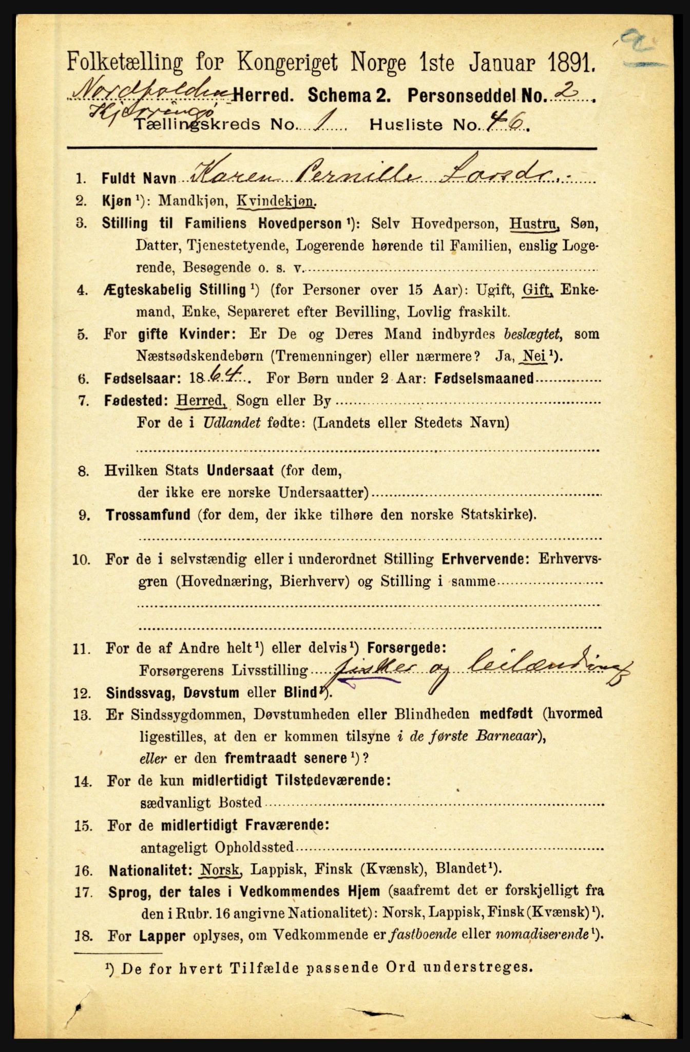 RA, 1891 census for 1846 Nordfold-Kjerringøy, 1891, p. 382