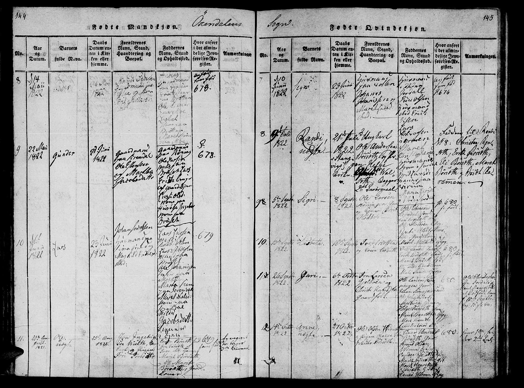 Ministerialprotokoller, klokkerbøker og fødselsregistre - Møre og Romsdal, AV/SAT-A-1454/590/L1011: Parish register (official) no. 590A03 /3, 1819-1832, p. 144-145