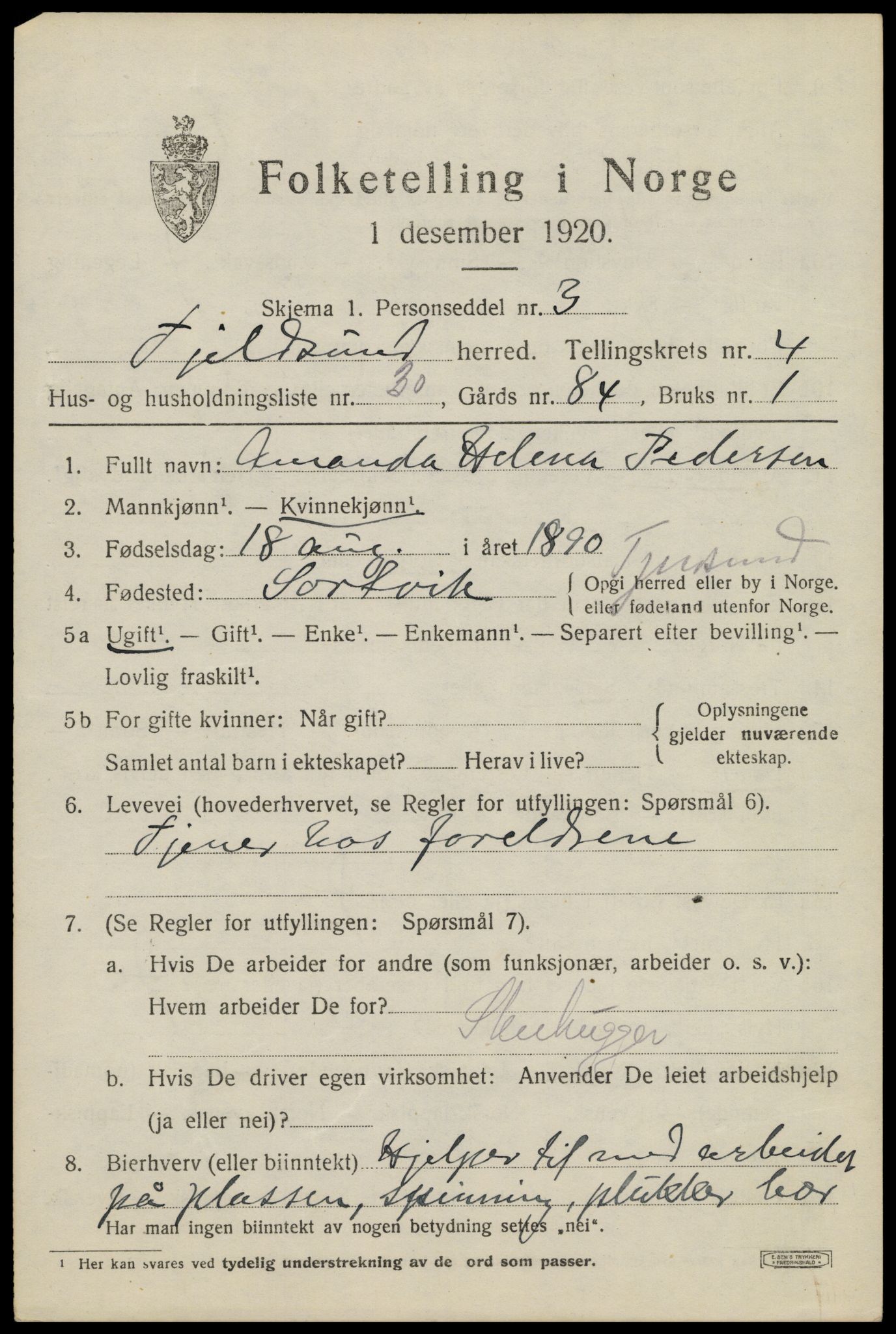 SAT, 1920 census for Tjeldsund, 1920, p. 2690