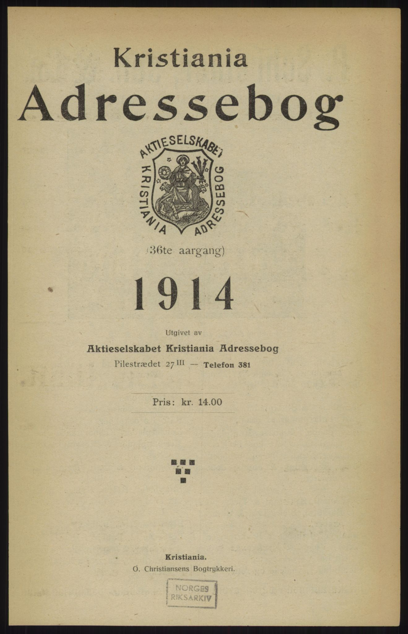 Kristiania/Oslo adressebok, PUBL/-, 1914