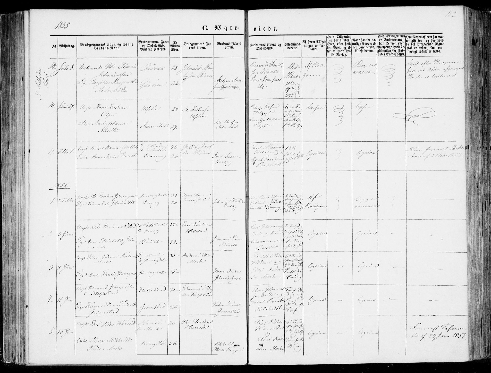 Ministerialprotokoller, klokkerbøker og fødselsregistre - Møre og Romsdal, SAT/A-1454/510/L0121: Parish register (official) no. 510A01, 1848-1877, p. 162