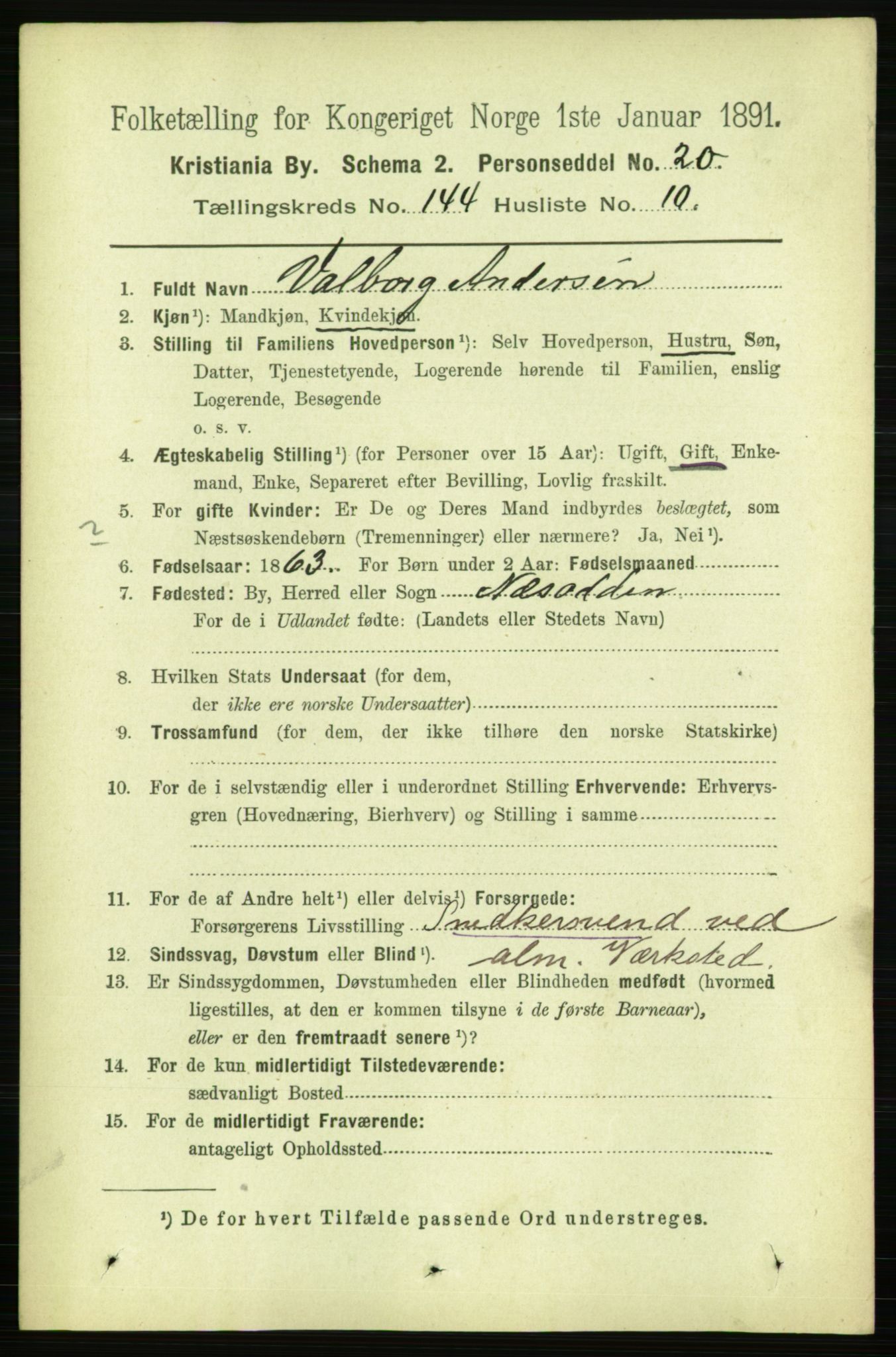 RA, 1891 census for 0301 Kristiania, 1891, p. 79166