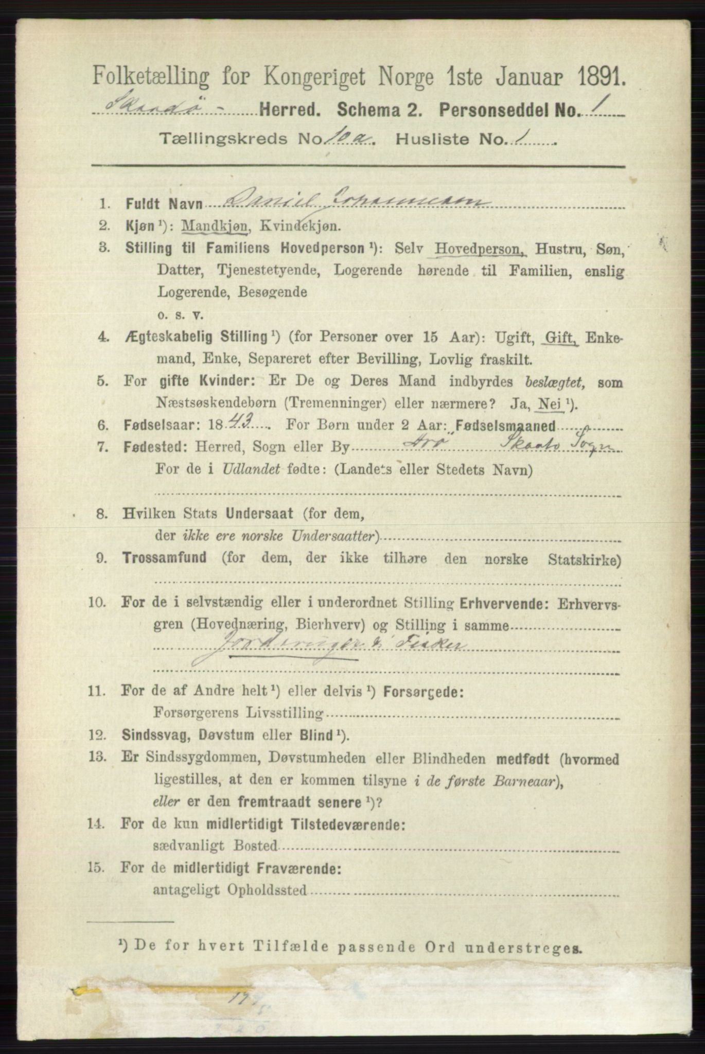 RA, 1891 census for 0815 Skåtøy, 1891, p. 4032