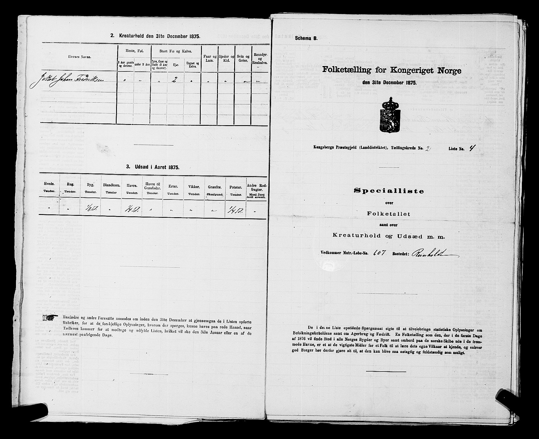 SAKO, 1875 census for 0692L Kongsberg/Kongsberg, 1875, p. 63