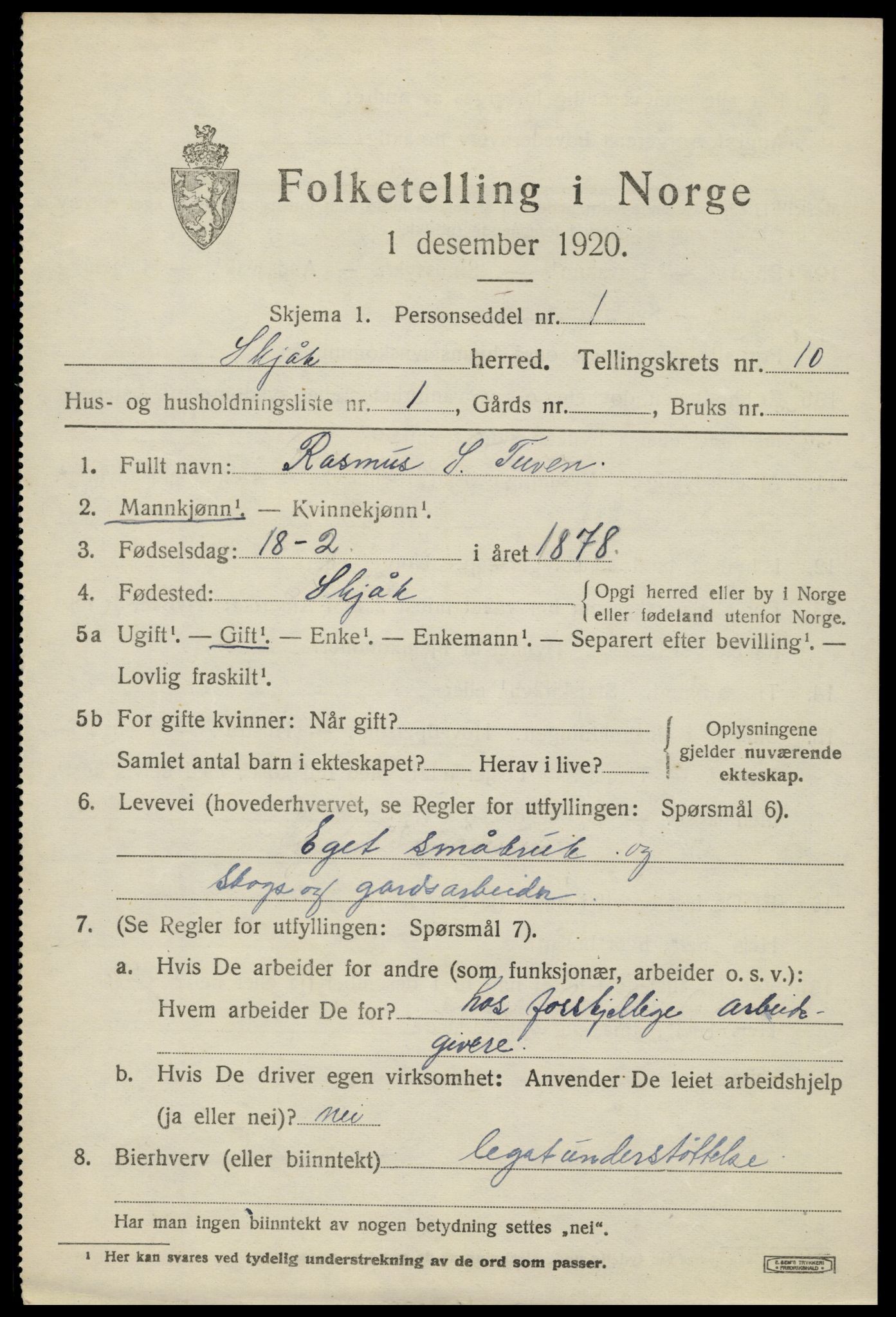 SAH, 1920 census for Skjåk, 1920, p. 4566