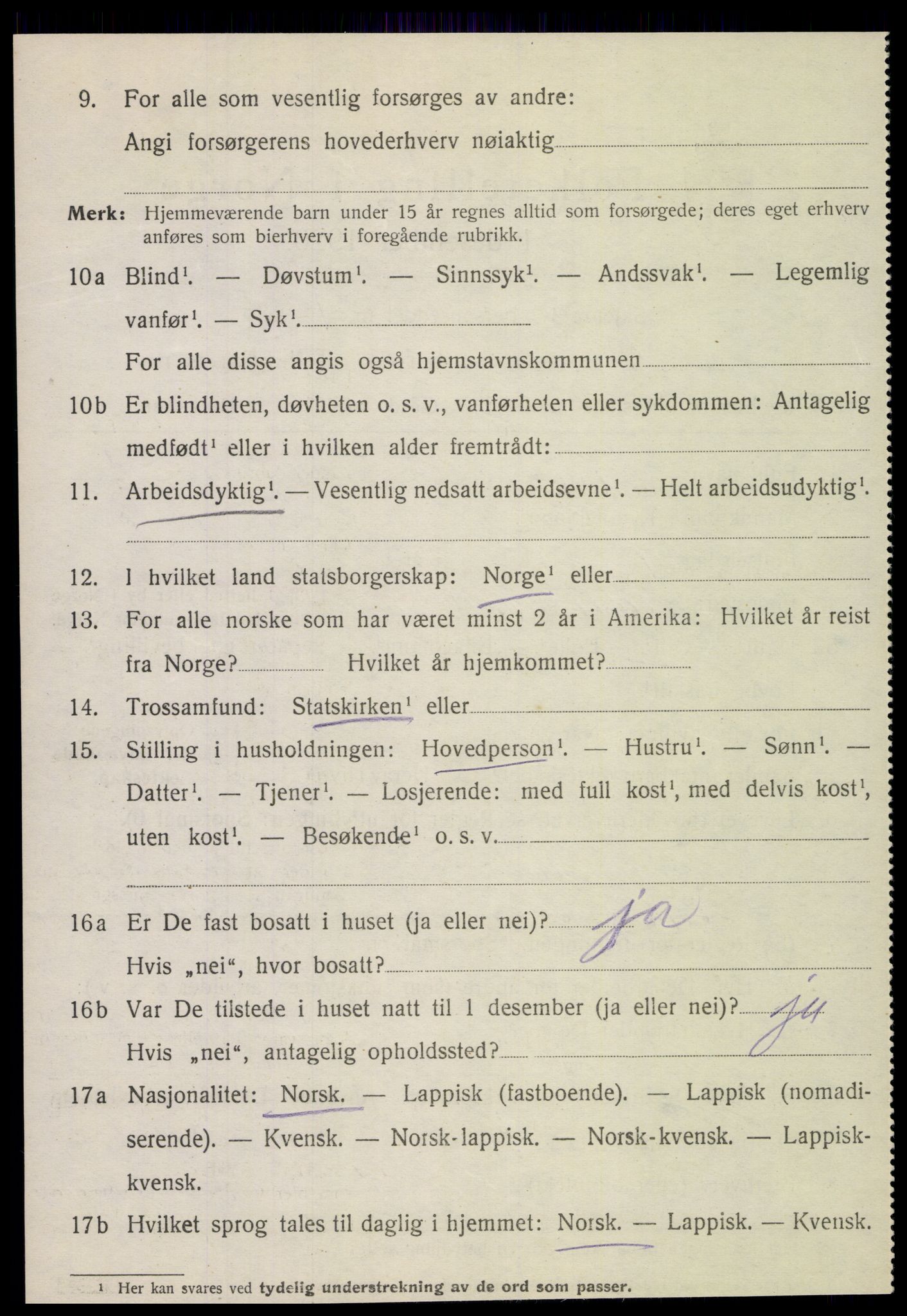 SAT, 1920 census for Sparbu, 1920, p. 5186