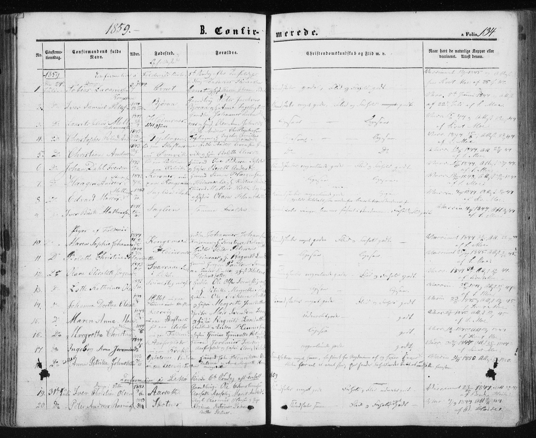 Ministerialprotokoller, klokkerbøker og fødselsregistre - Nord-Trøndelag, SAT/A-1458/780/L0641: Parish register (official) no. 780A06, 1857-1874, p. 134