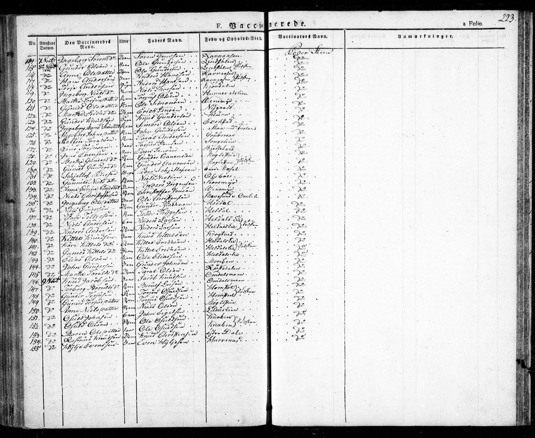 Froland sokneprestkontor, AV/SAK-1111-0013/F/Fa/L0001: Parish register (official) no. A 1, 1827-1844, p. 223