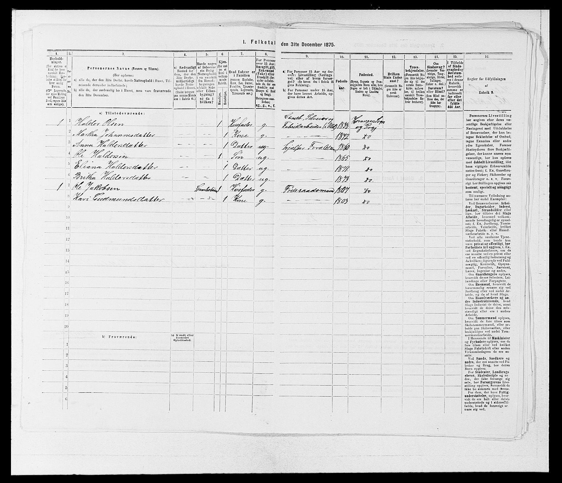 SAB, 1875 census for 1253P Hosanger, 1875, p. 362