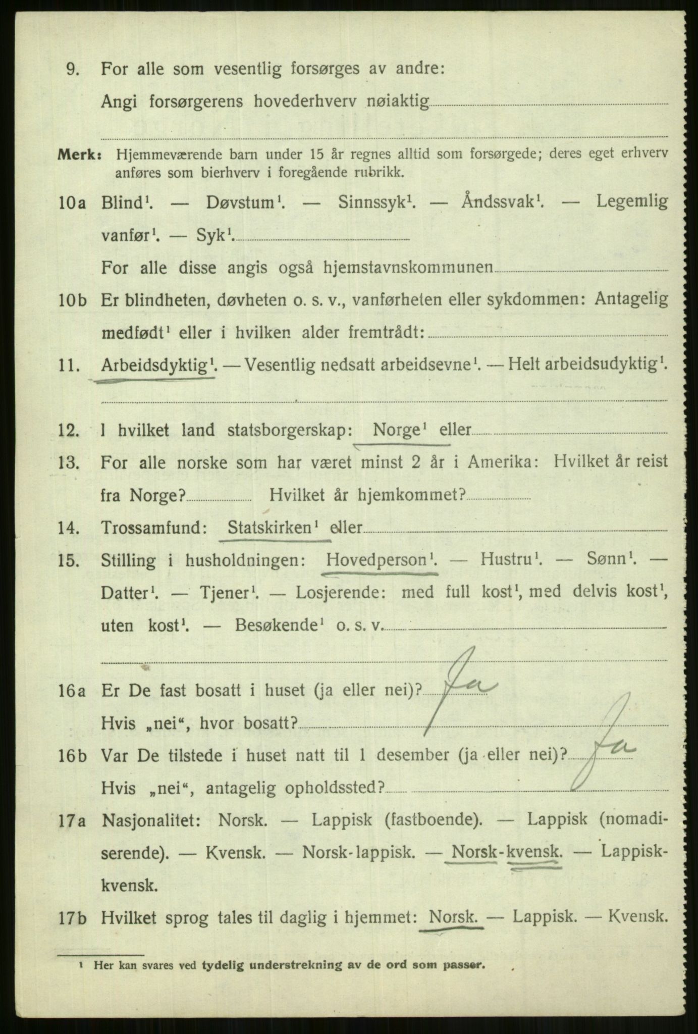 SATØ, 1920 census for Lyngen, 1920, p. 8988