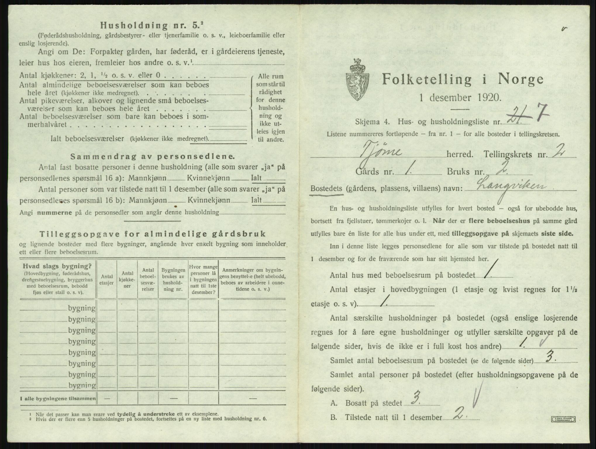 SAKO, 1920 census for Tjøme, 1920, p. 365