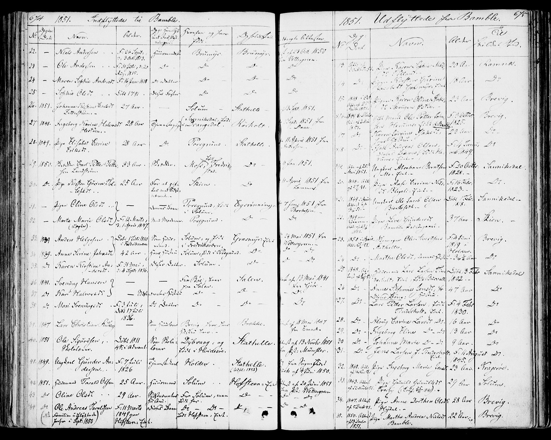 Bamble kirkebøker, AV/SAKO-A-253/F/Fa/L0004: Parish register (official) no. I 4, 1834-1853, p. 674-675