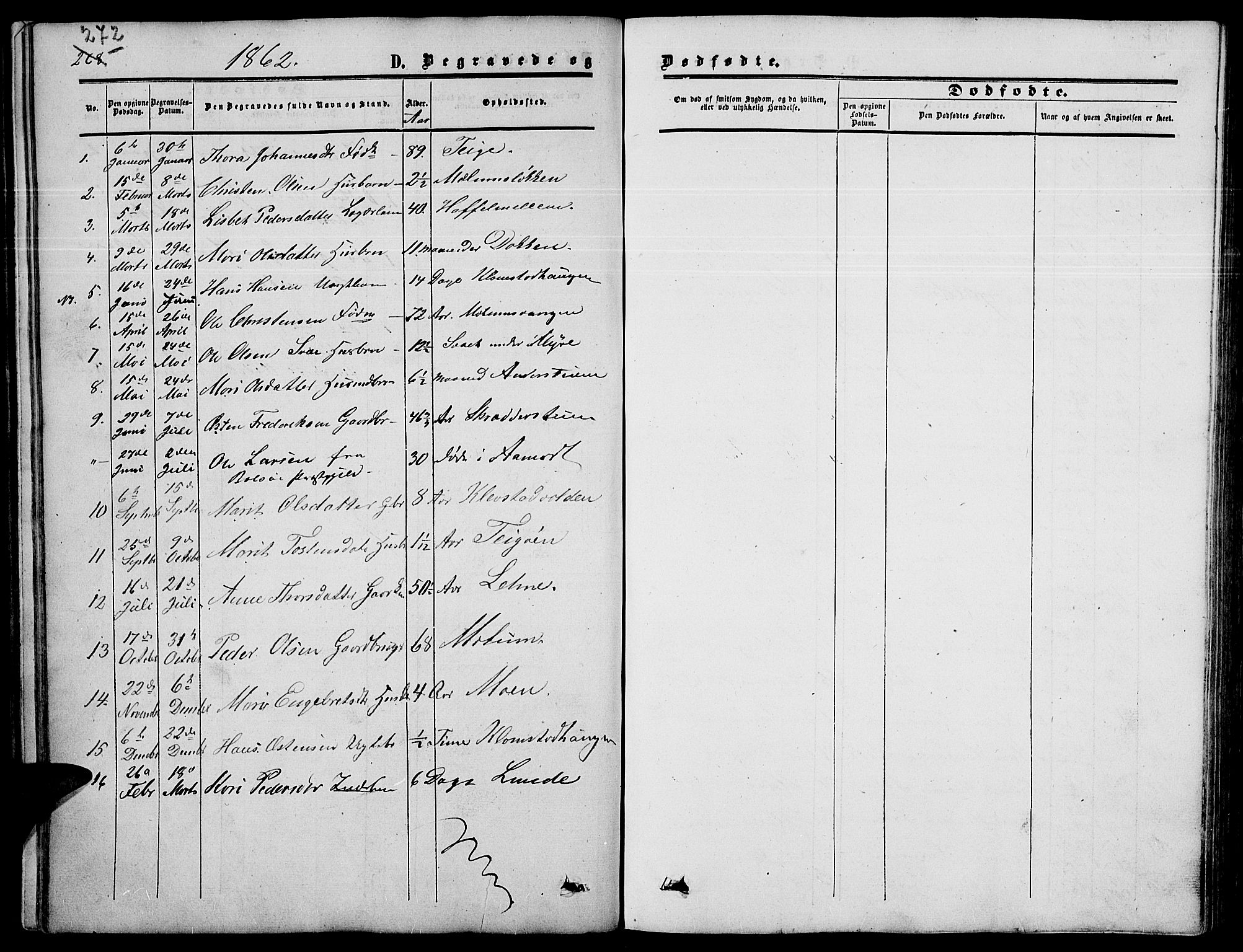Nord-Fron prestekontor, SAH/PREST-080/H/Ha/Hab/L0003: Parish register (copy) no. 3, 1851-1886, p. 272