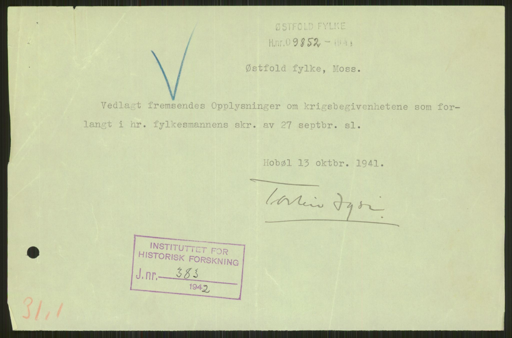 Forsvaret, Forsvarets krigshistoriske avdeling, AV/RA-RAFA-2017/Y/Ya/L0013: II-C-11-31 - Fylkesmenn.  Rapporter om krigsbegivenhetene 1940., 1940, p. 81