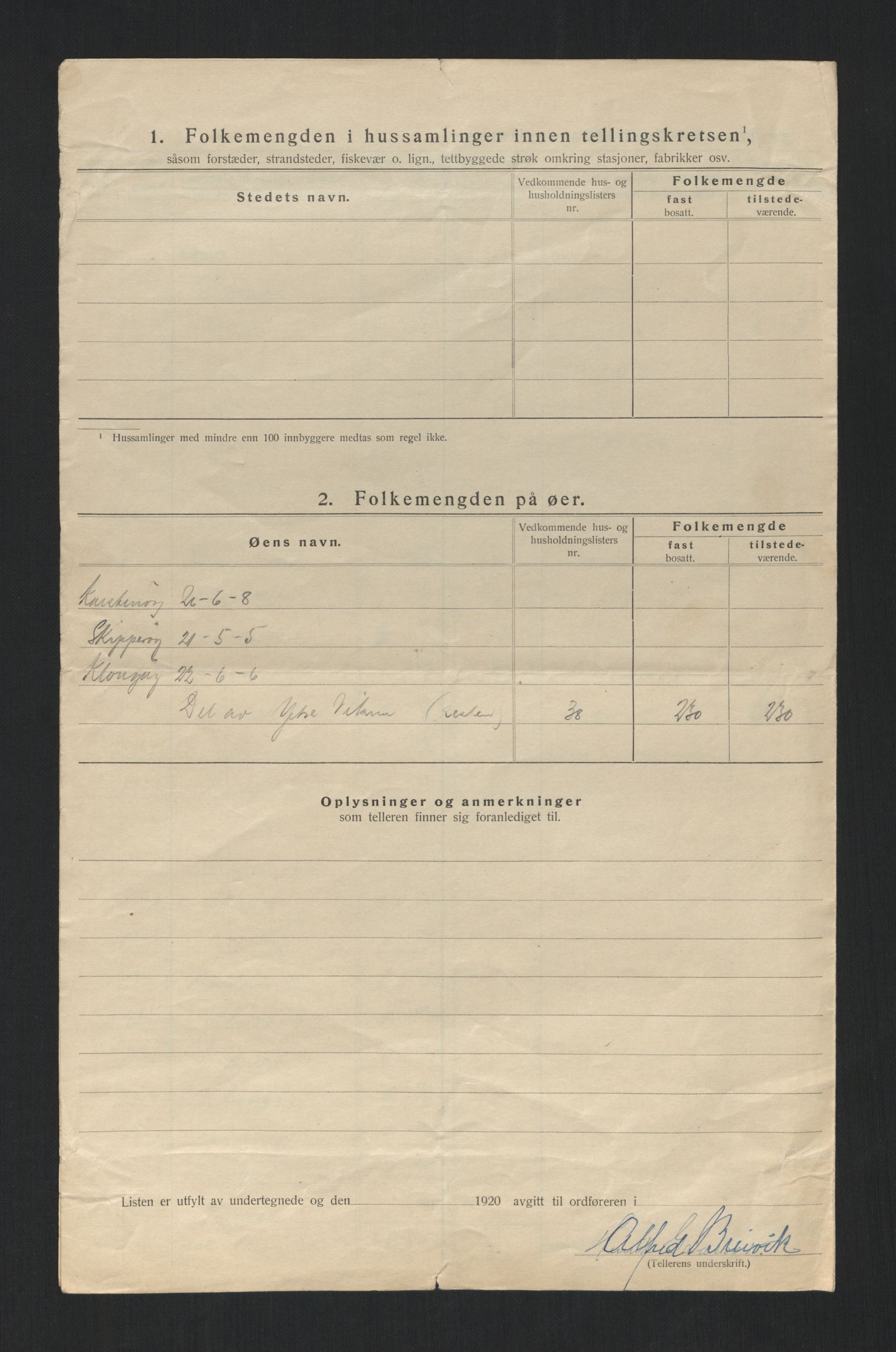 SAT, 1920 census for Vikna, 1920, p. 26