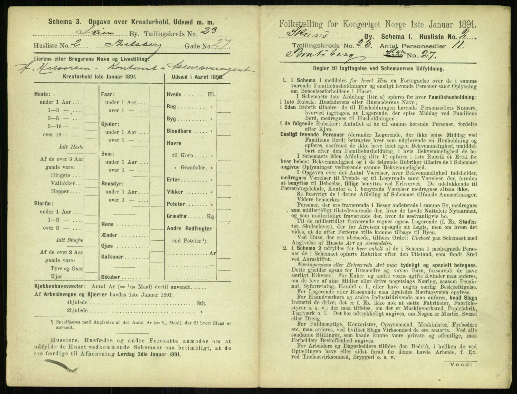 RA, 1891 census for 0806 Skien, 1891, p. 882